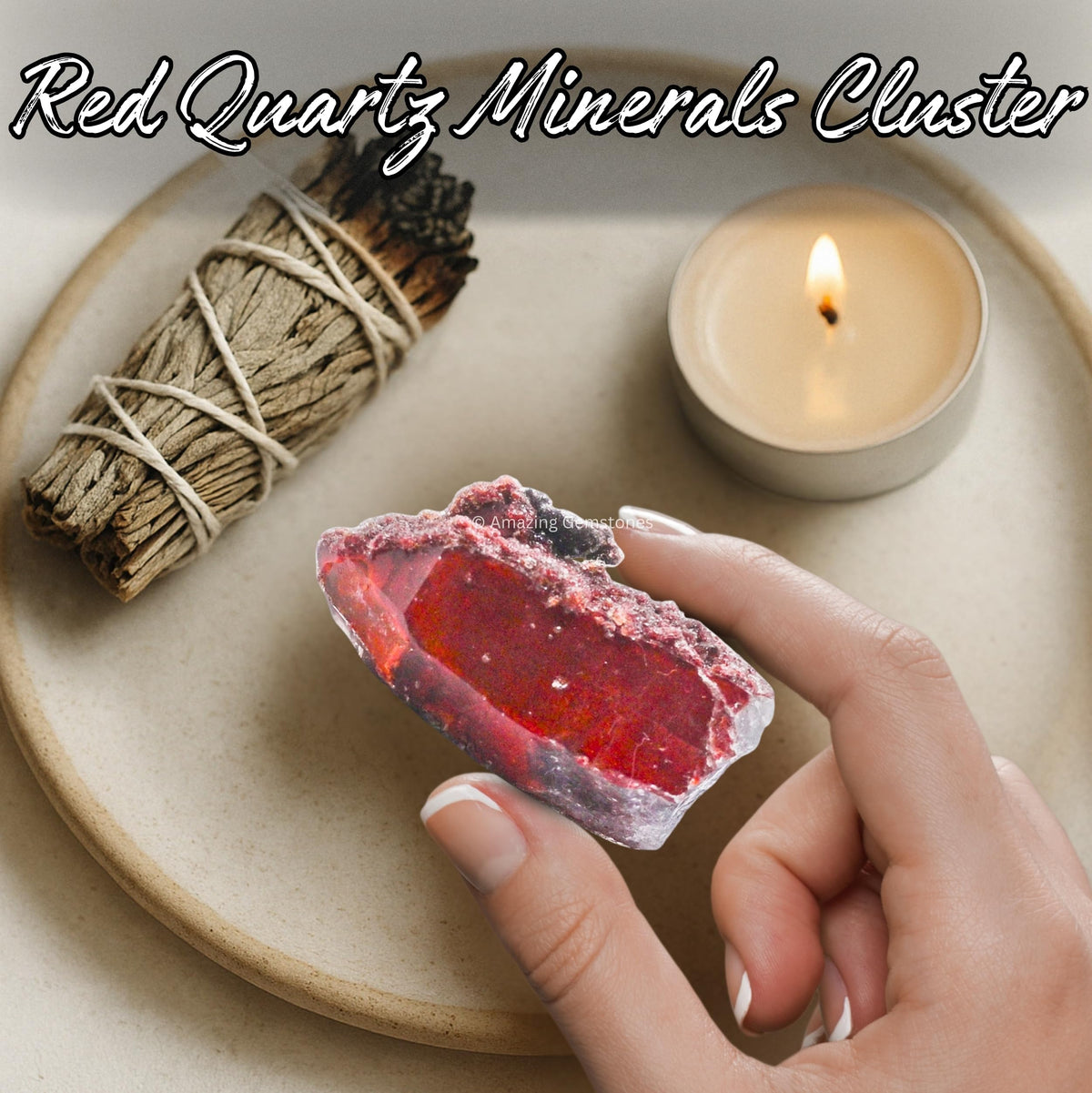 Amazing Gemstone Red Hematoid Quartz Crystals and Healing Stones Mineral Specimen - Premium Semi Precious Gem Stones for Spiritual Growth - Healing Crystals Geode Cluster Point for Meditation