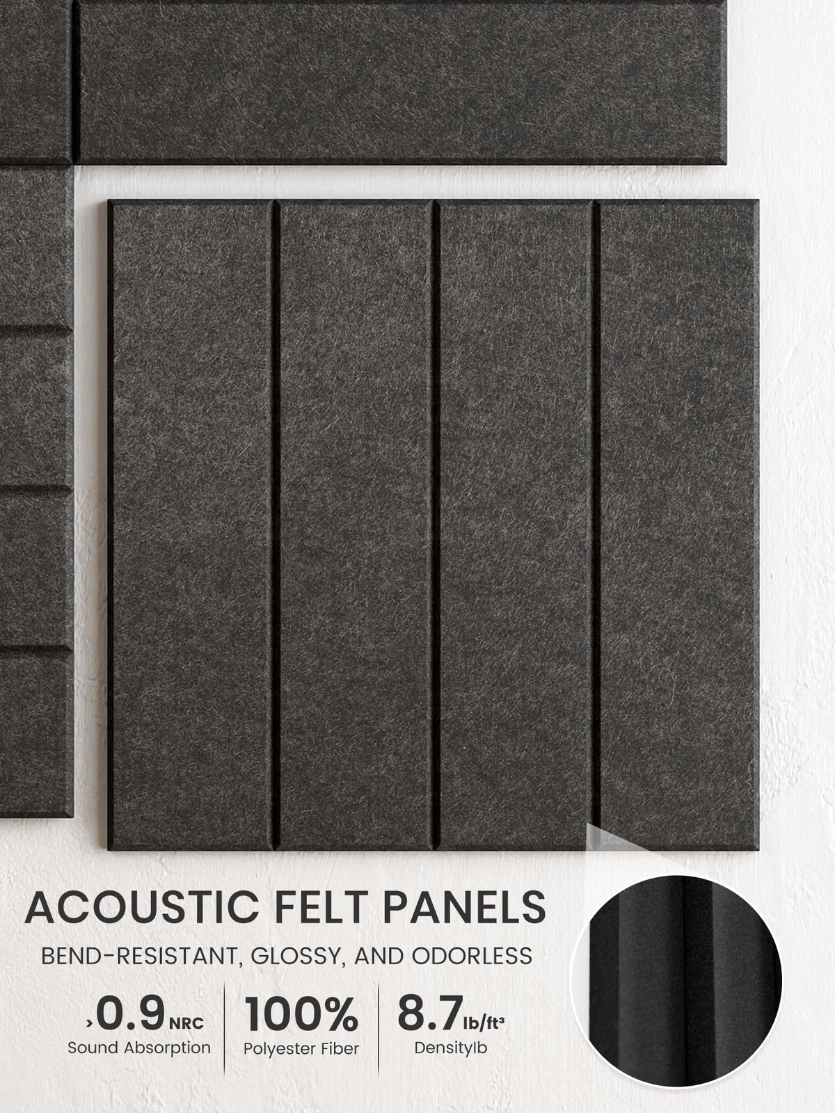 Bumusty Large Cork Board Alternative-36 x 24" Felt Bulletin Board Tiles, with 30 Pushpins, 40 Adhesive Tabs, Bold-Stripe 6-Pack, Cork Boards for Office Push Pin Board Felt Board-Charcoal Gray