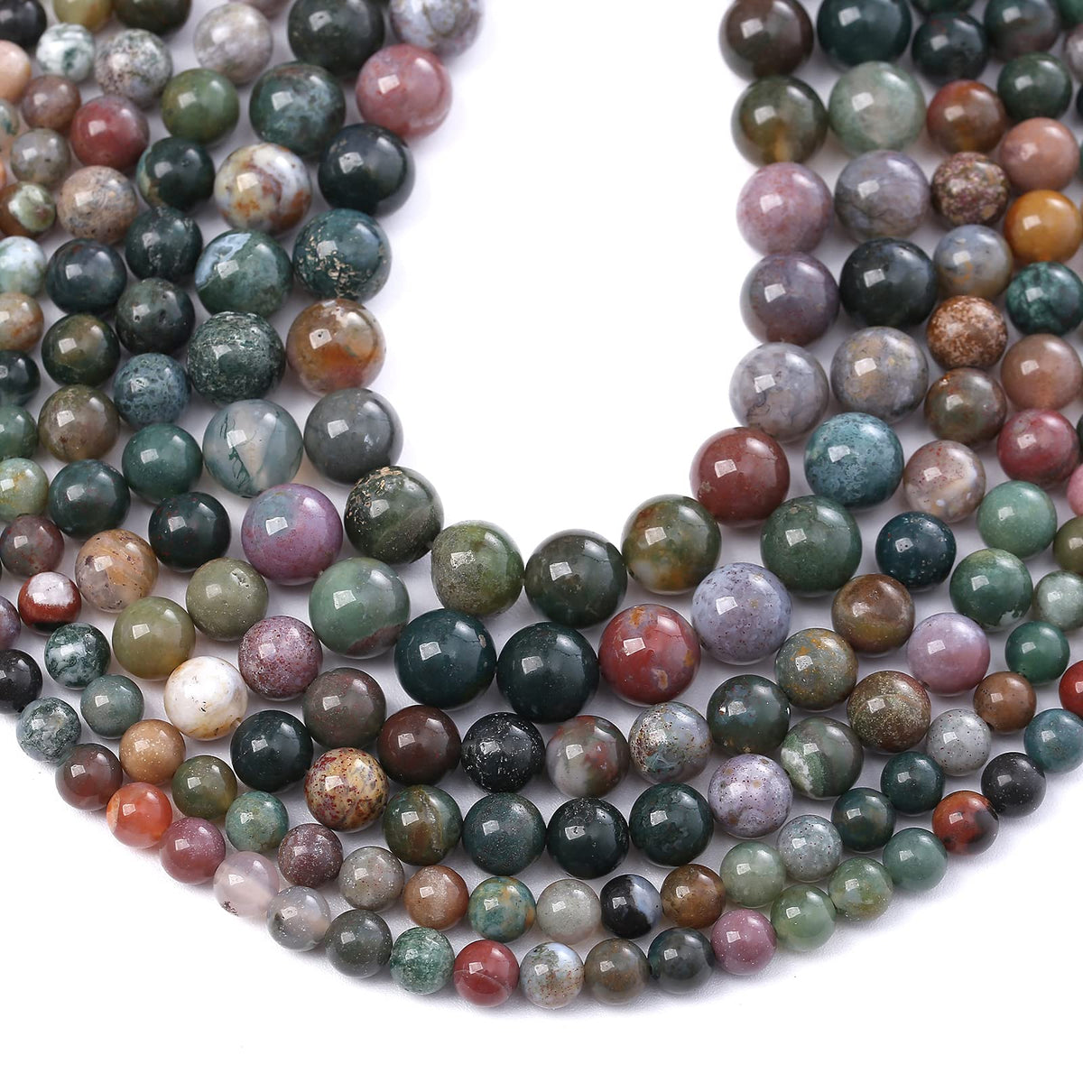 45PCS 8MM Natural Colorful Indian Agate Stone Beads Round Loose Beads for welry Making DIY Bracelet Necklace Accessory 15"