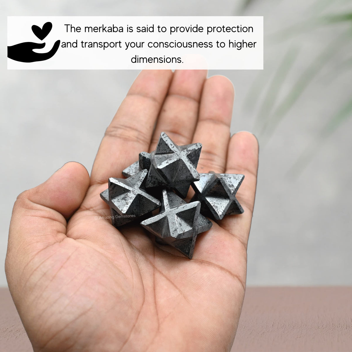 Amazing Gemstone Hematite Merkaba Crystal - 0.75 Inches Metaphysical Merkaba Star for Meditation - Energetic Tetrahedron Crystal and Healing Stones for Spiritual Growth and Healing (15-20mm)