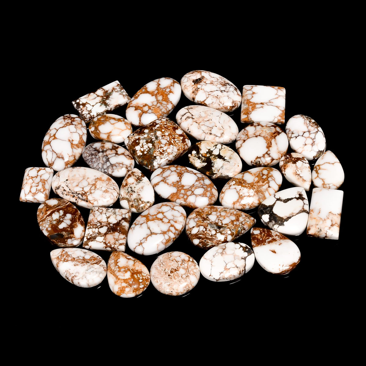 Natural Wild Horse Magnesite Gemstone- Healing Crystals for DIY Jewelry Making -Loose Natural Cabochon -Perfect for Crafting Unique Jewelry Designs Gift for Her, Mother and Wife (5 pcs, 25-35 mm)
