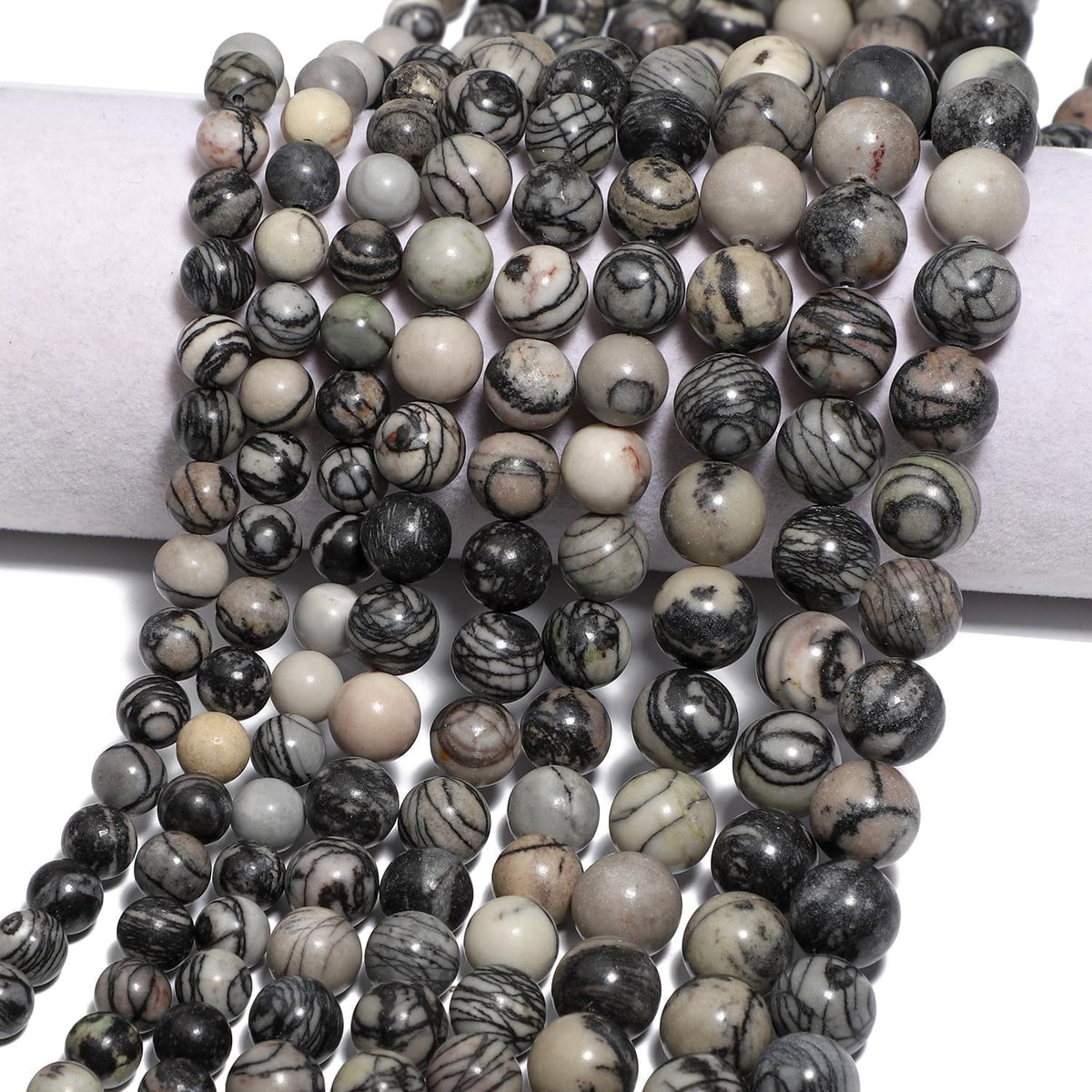 Yochus 60pcs Spider Web Beads，6mm Healing Power Natural Stone Round Loose Beads for Jewelry Making Earring Necklace DIY Crafts