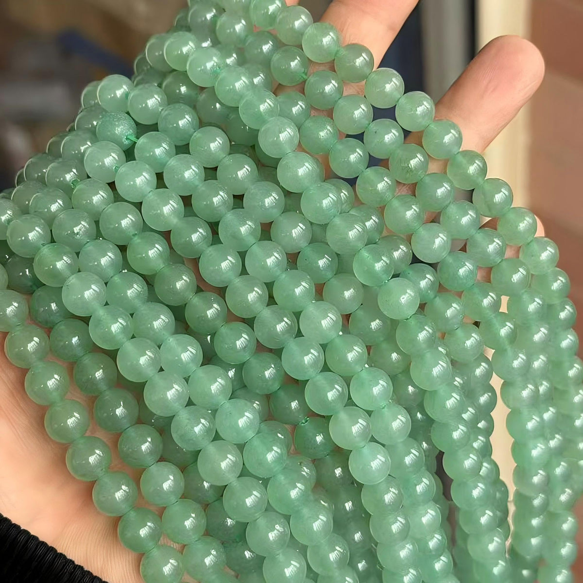 MJDCB Natural Stone Beads Green Aventurine Round Loose Beads for Jewelry Making DIY Bracelet Necklace (8mm)