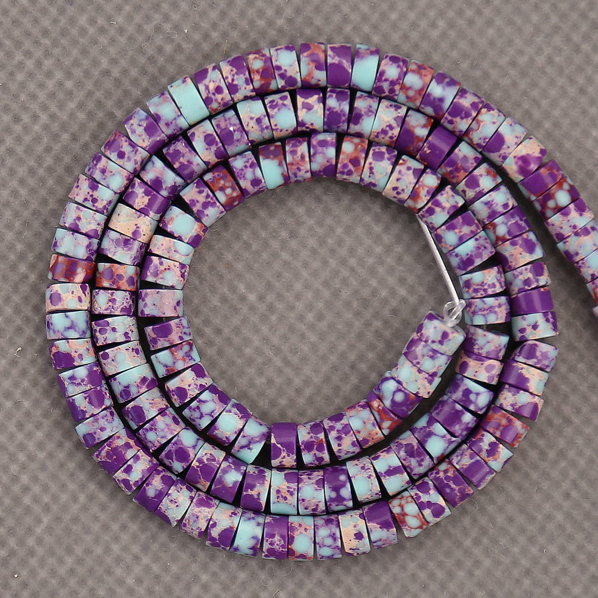 BONNY BOXX 150PCs Natural Purple Imperial Jasper Spacer Beads, Loose Semi Precious Flat Round Gemstone Heishi Disc Stone Beads for Beading Jewelry Making 4mm*2mm