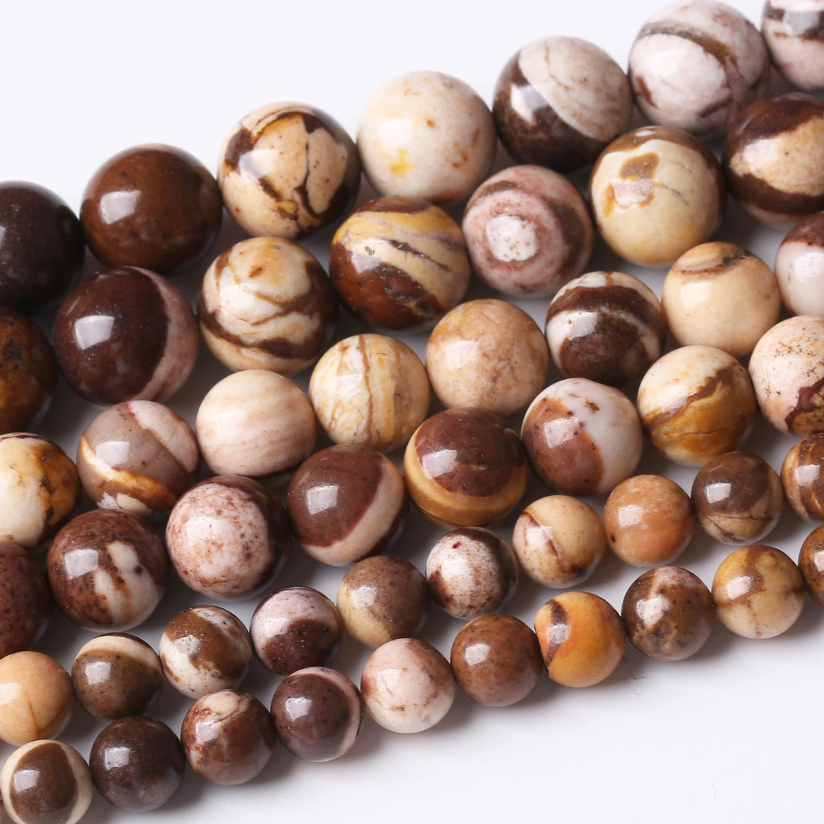 35PCS 10MM Natural Brown Zebra Round Loose Stone Beads for Jewelry Making DIY Energy Stone Healing Power Bracelet 15"