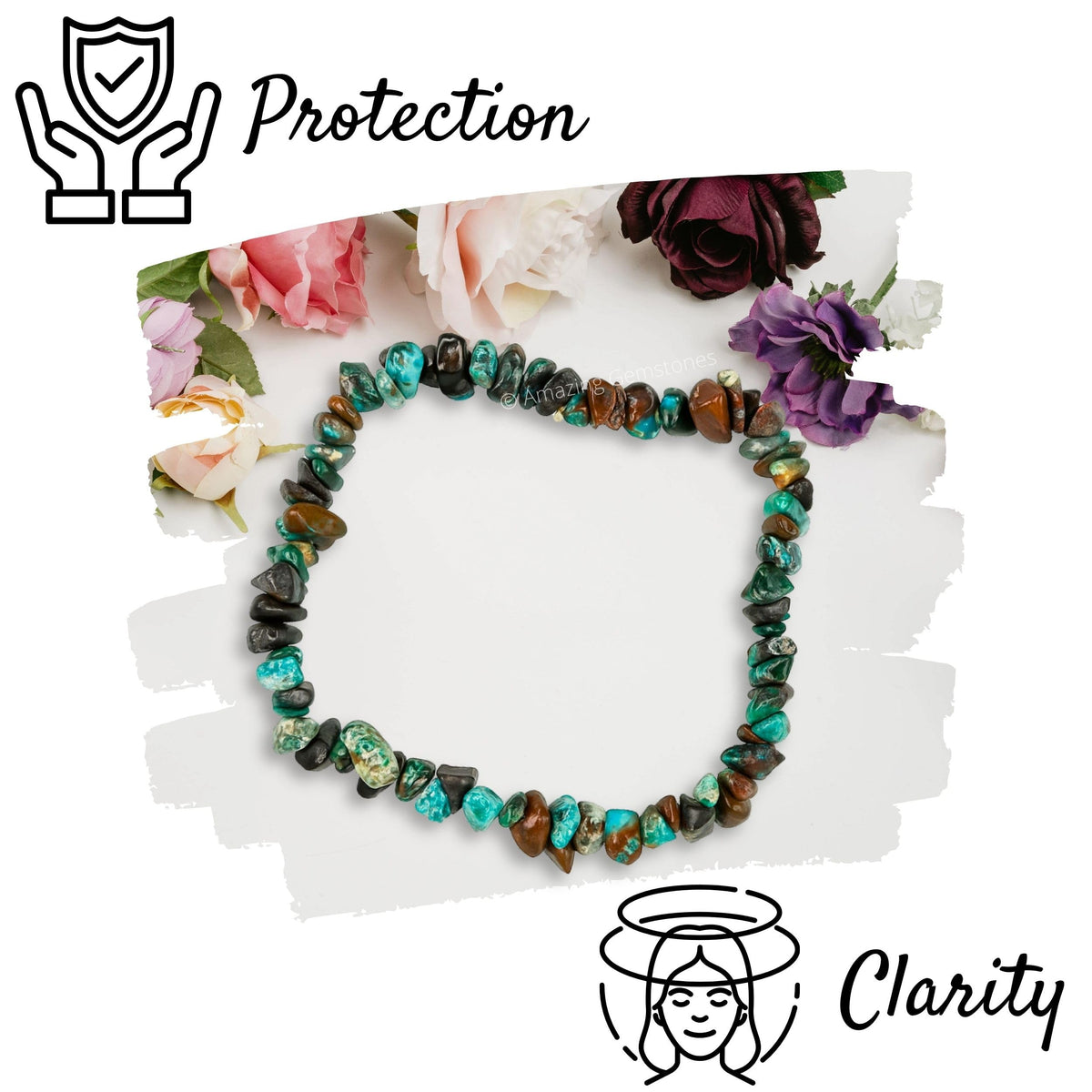Amazing Gemstone Chips Bracelet (Chrysocolla)