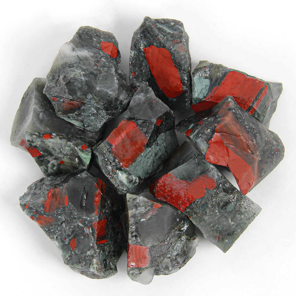 1.1lb Bulk Raw Bloodstone Rough Crystal-Natural Blood Stone Raw Stones Crystal for Tumbling, Cabbing, Fountain Rocks, Decoration,Polishing, Wire Wrapping, Wicca & Reiki Crystal Healing