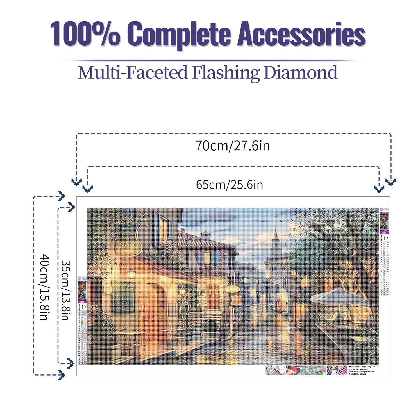 YALKIN 5D Diamond Painting Kits for Adults, Large Street View Diamond Art Kits Full Drill Diamond Painting Kit for Adult Beginners, DIY Crystal Picture Art for Home Wall Decor 40 x 70cm/15.7 x 27.6in