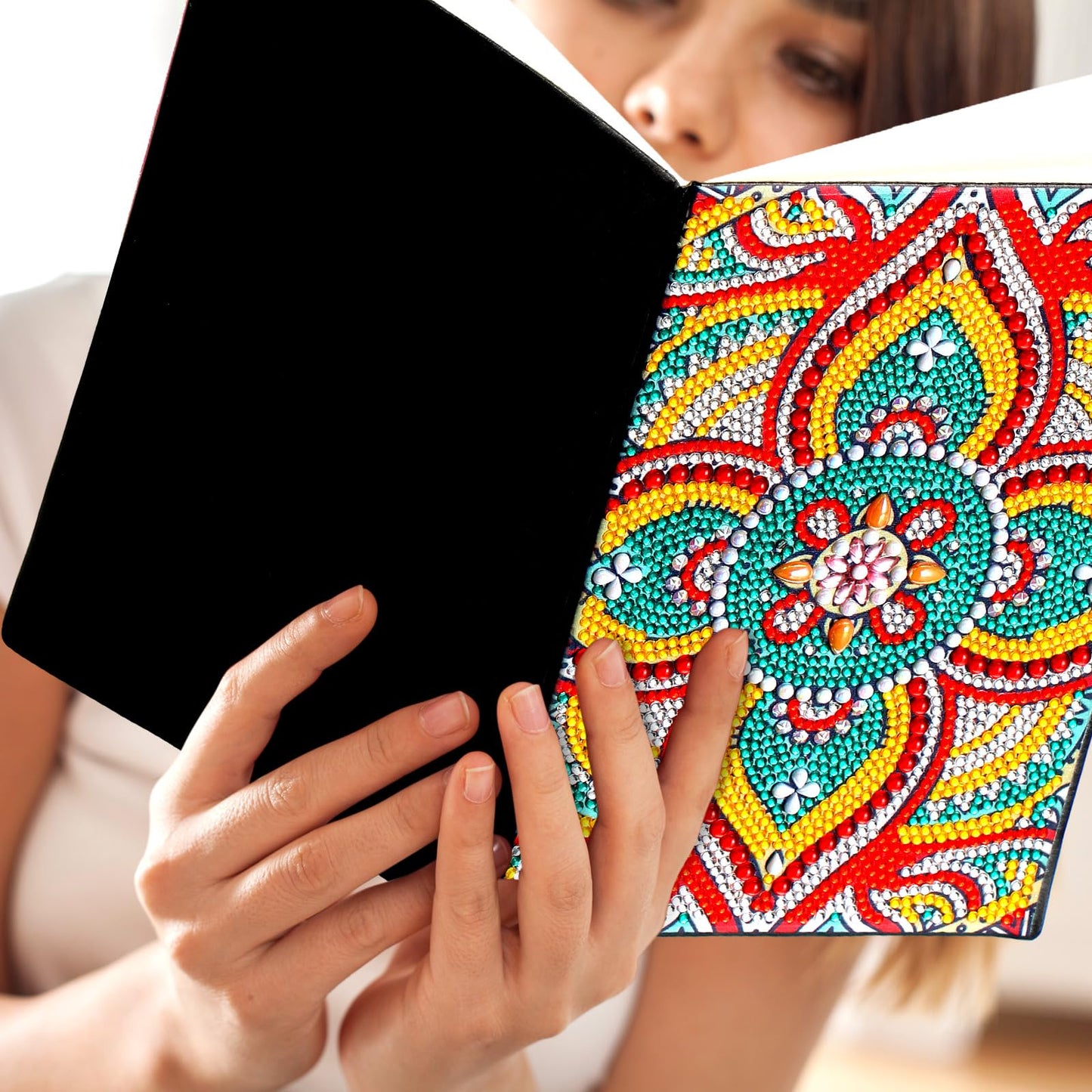 Tenceur 8 Pcs Diamond Art Notebooks Kits for Adult DIY 5D Colorful Mandala Flower Journal Notebook Notepad Sketchbook with Tools Birthday Gifts for Study Home Office Art Drawing