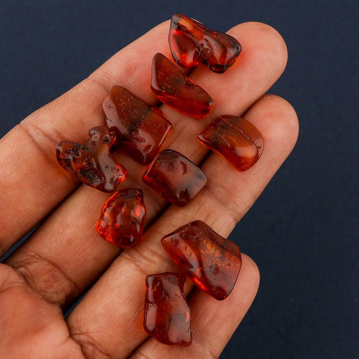 GEMKORA 5pcs, Natural Amber Polished Rough Gemstone, Raw Crystals, Amber Rock, Jewelry Making Supplies, Chakra Healing Crafts & DIY Stone [15-20 mm], AA+