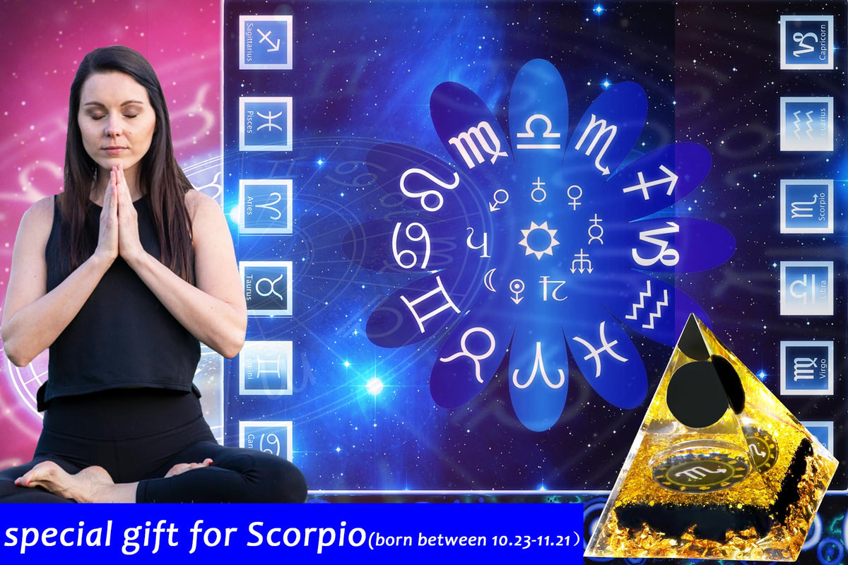 YATOJUZI 12 Zodiac Scorpio Birthday Gifts for Women Men Black Obsidian Healing Crystals Natural Crystal Stones Gemstones Orgonite Chakra Reiki Lucky Energy Decor for Office Desk Decorations