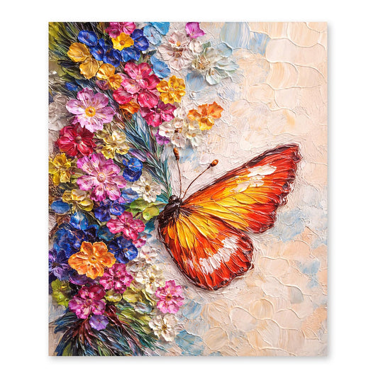 bitCNY 5D Diamond Painting Butterfly and Flowers, Full Drill Diamond Art Kits for Adults Beginners, Colorful Floral DIY Craft Wall Decor 9.8x11.8 Inch