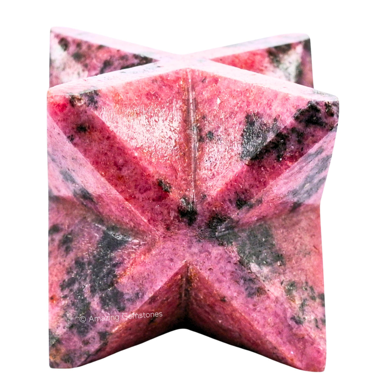 Amazing Gemstone Rhodonite Merkaba Crystal - 1.5 Inches Metaphysical Merkaba Star for Meditation - Energetic Tetrahedron Crystal and Healing Stones for Spiritual Growth and Healing (35-40mm)