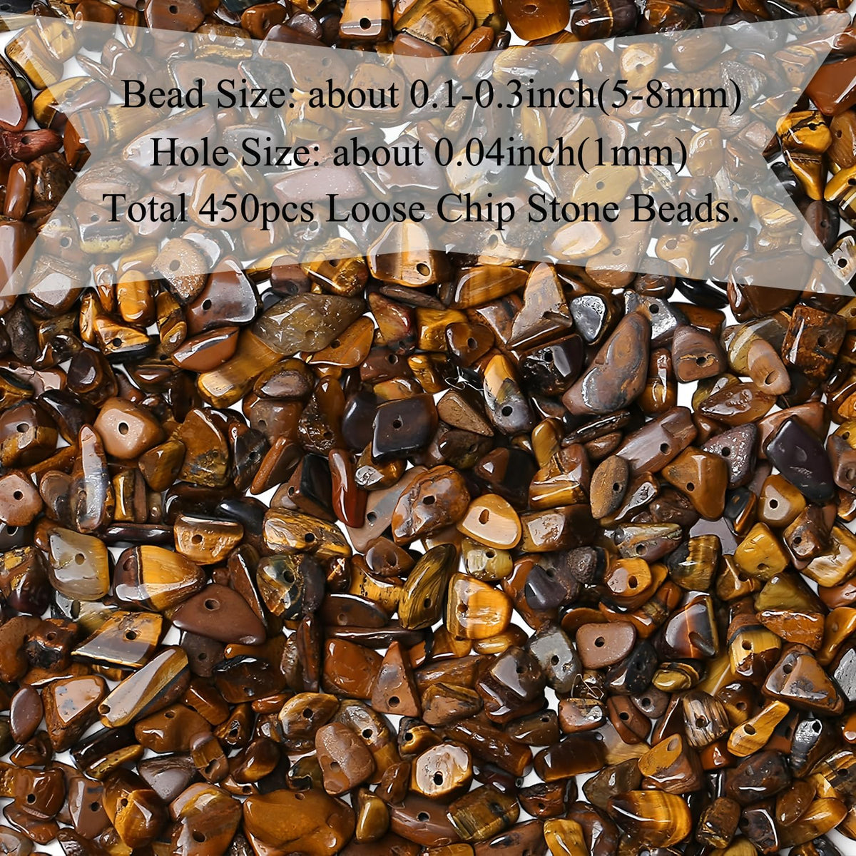 Natural Chip Stone Beads 450pcs Yellow Tiger Eye Chips 5-8mm Genuine Real Irregular Healing Crystal Rocks Hole Drilled DIY Loose Gemstone Beads for Jewelry Making Bracelet Earrings Necklace Crafting