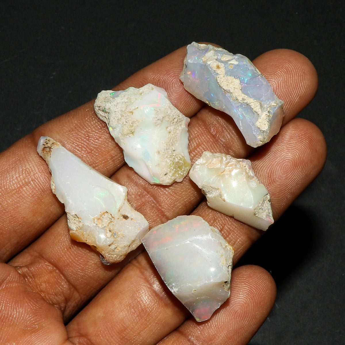 GEMKORA™ (20mm+) 2pcs Natural Raw Ethiopian Opal Loose Gemstone Rough A+ Quality For Jewelry Making, Crafts & DIY, Gift Giving Pack, Healing Chakra, Wholesale Bulk Crystals