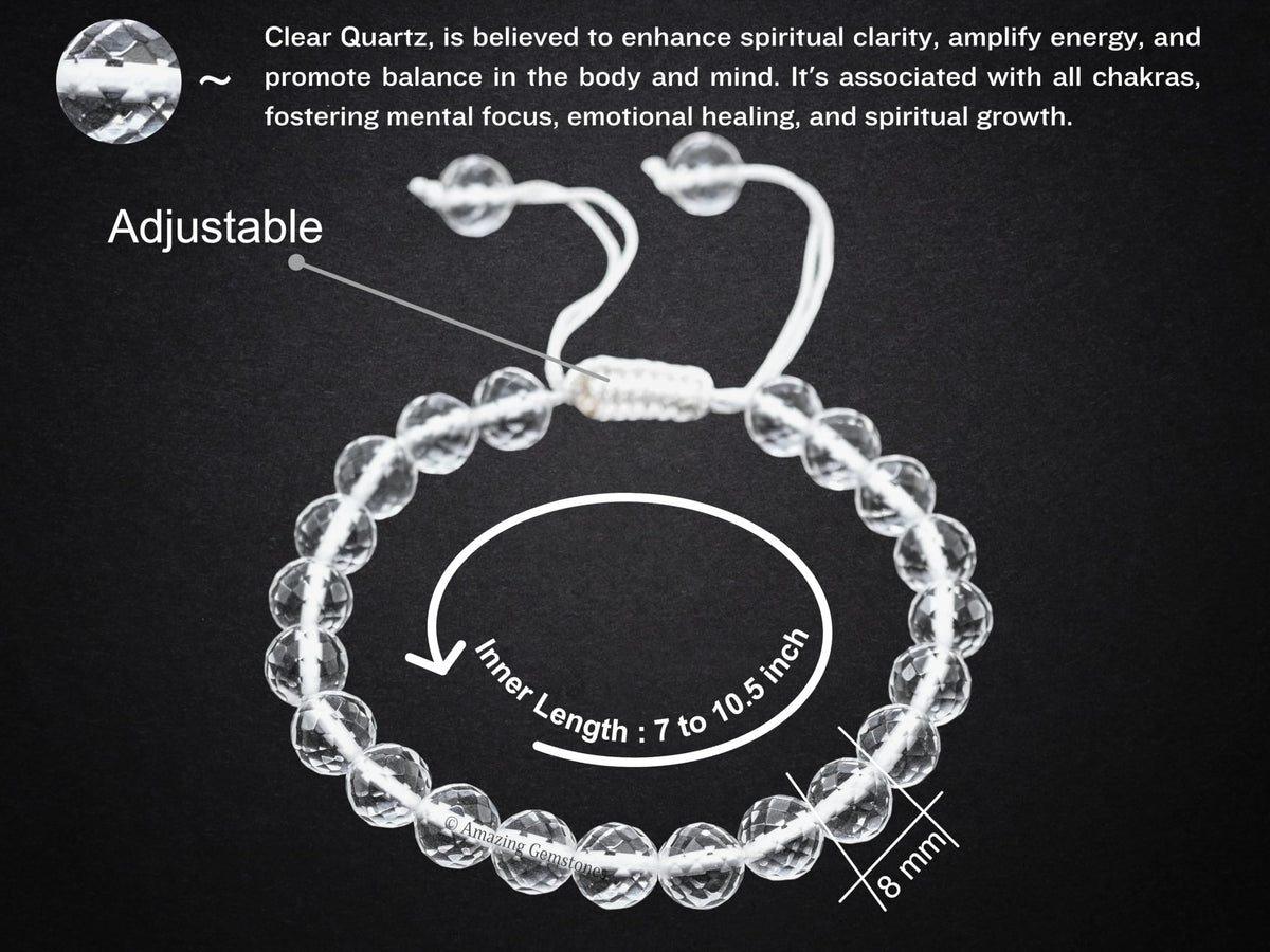 Amazing Gemstone Clear Quartz Bracelet for Women - Chakra Mens Bracelet Protection Crystals and Healing Stones - Blessing Bracelet Spiritual Meditation Gift Christmas Stocking