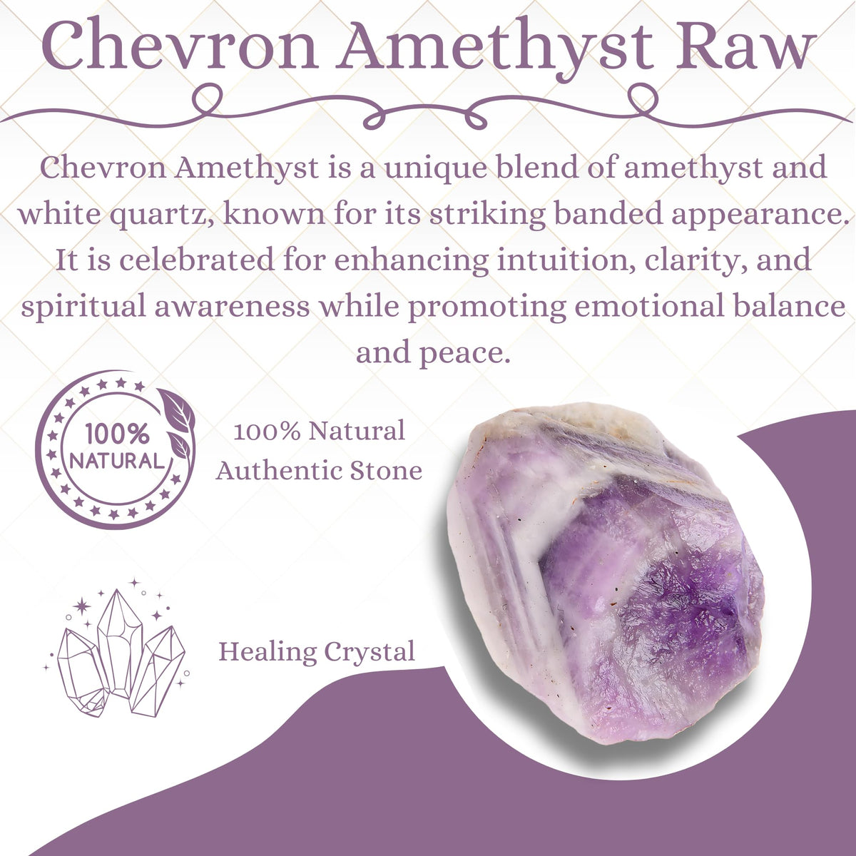 ANAYA AGATE Chevron Amethyst 2 Pcs Raw Crystals Rough Gemstones w/Authenticity Card, Velvet Pouch - Large 1.25–2.0" Raw Stones for Tumbling, Cabbing, Polishing, Cutting Natural Healing Crystals for Home Decor, DIY Stones