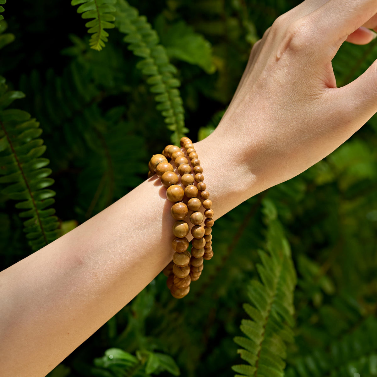 Bivei Wood Grain Jasper-Steady Growth-6mm Beaded Bracelets for Women Handmade Semi Precious Natural Stone Stretch Elastic Jewelry for Women Yoga Protection Gifts