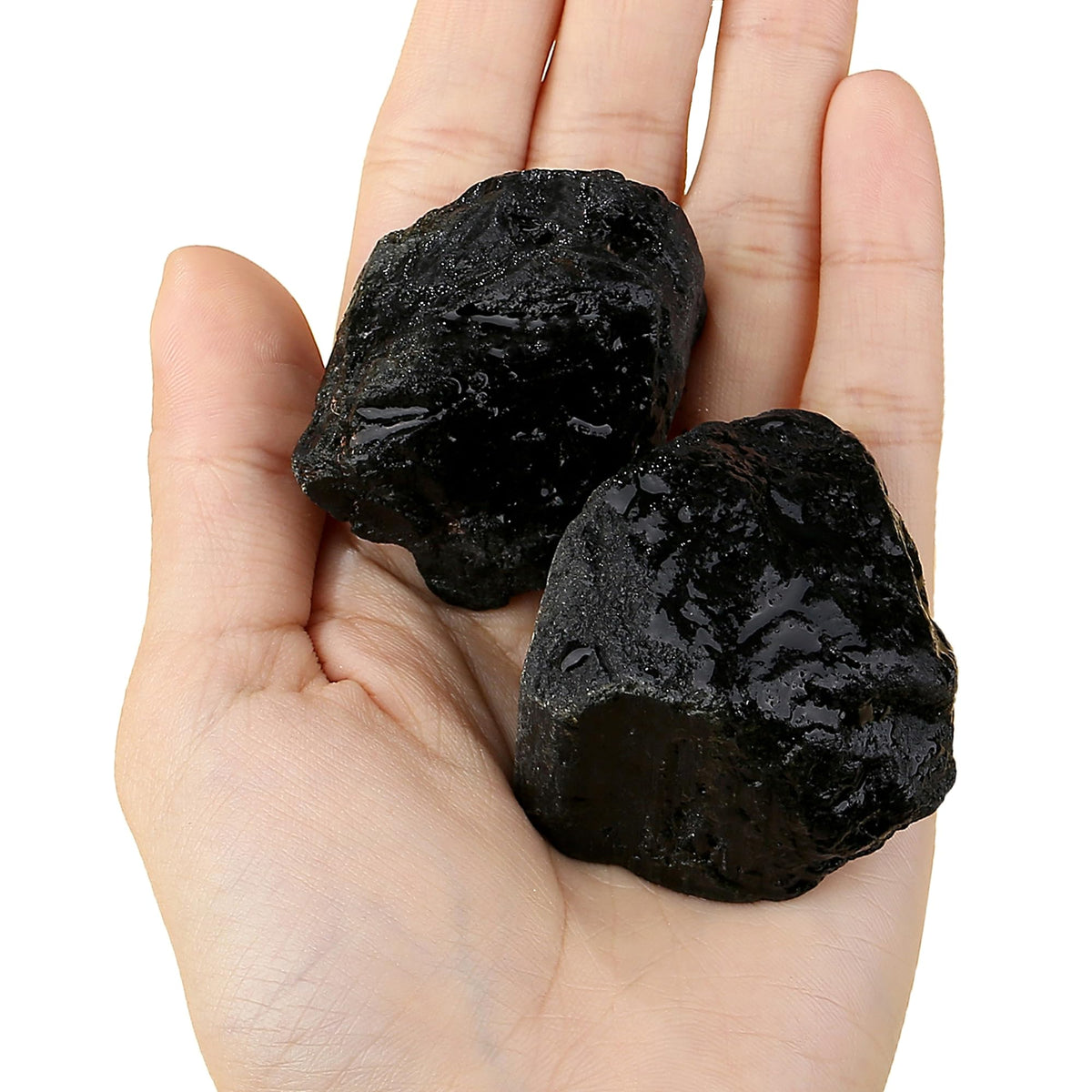 YATOJUZI Black Tourmaline 1.8-2.2" Natural Raw Stones and Healing Crystals Large Stone Rough Crystal Rocks for Tumbling Cabbing Polishing Fountain Rocks Decoration 1PCS