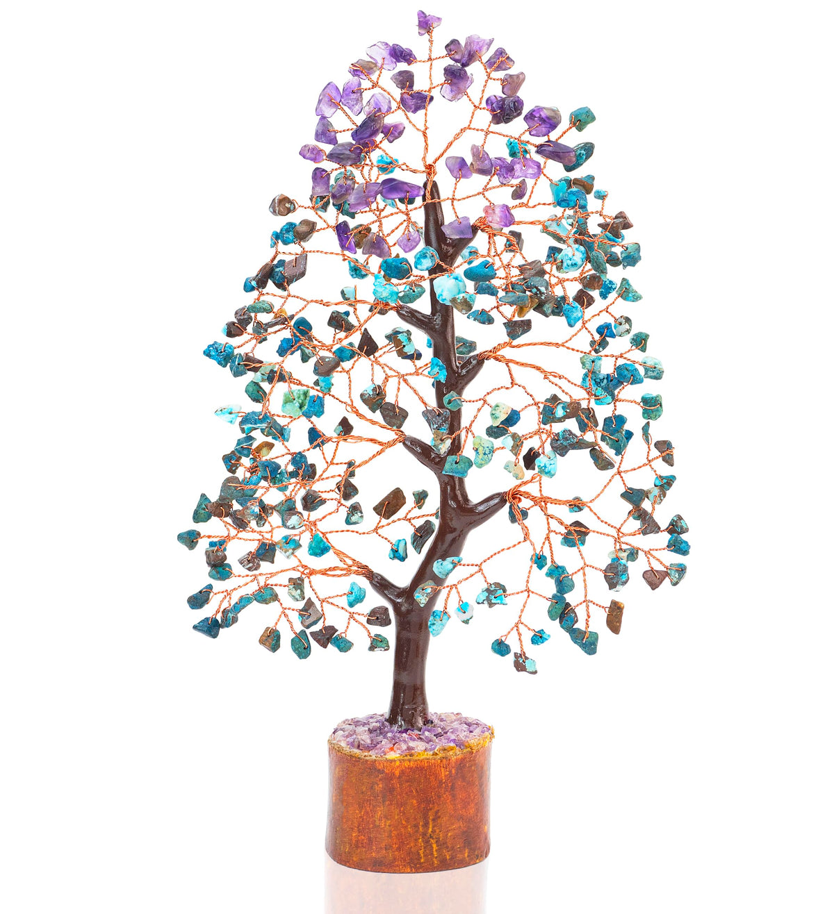 Crocon® Amethyst & Turquoise Gemstone Tree, Crystal Tree of Life, Feng Shui Bonsai, Money Tree, Healing Tree Home Decoration, Good Luck Figurine, Gem Tree for Positive Energy, Chakra Tree of Life Gift