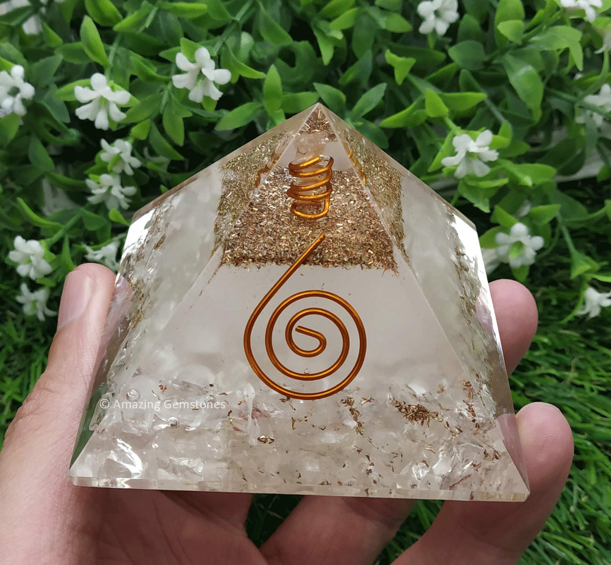 Large Orgone Pyramid | Glow in Dark Clear Quartz Pyramid Crystal | Orgonite Pyramid | Organ Pyramids Positive Energy Healing