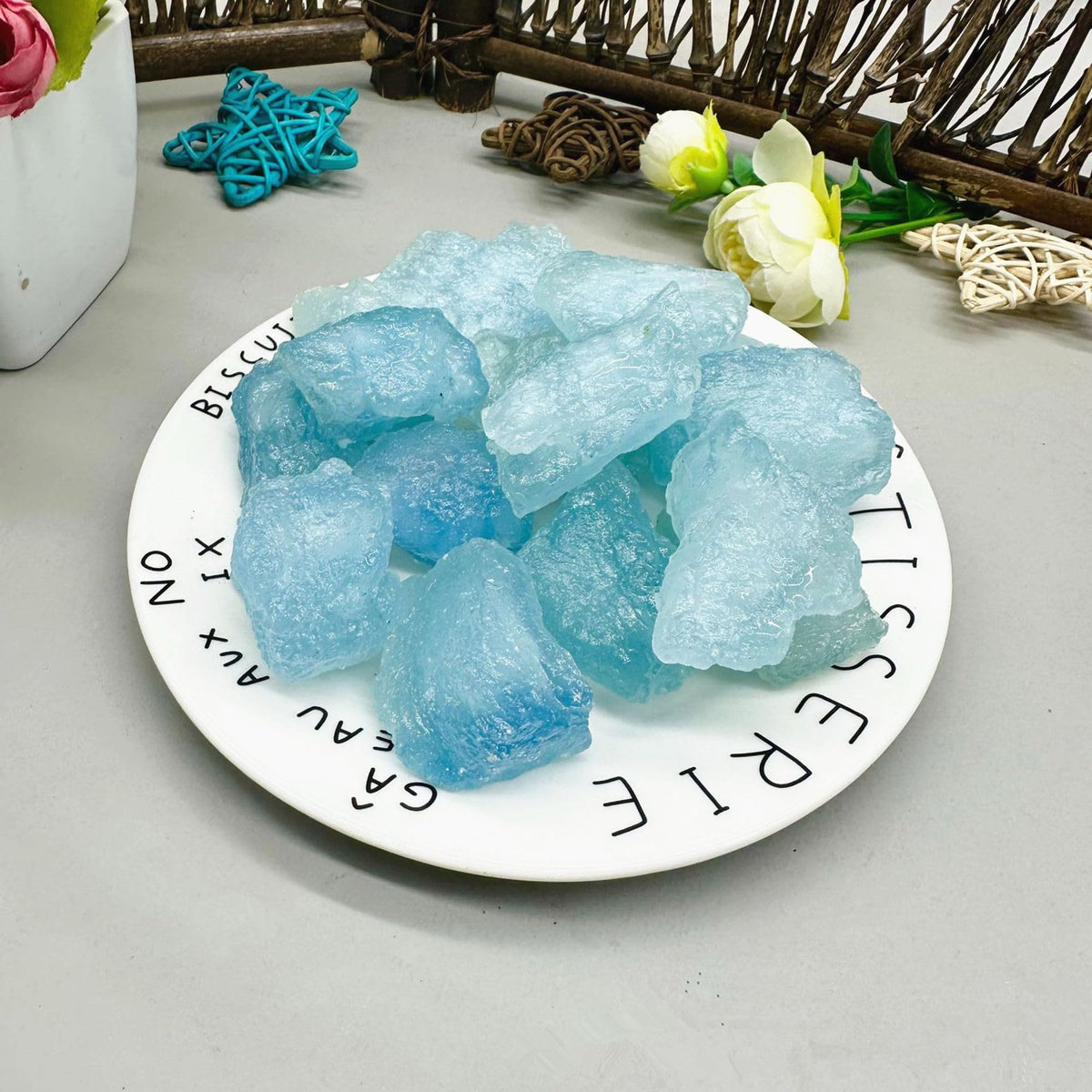Aquamarine Raw Crystals Healing Crystals Natural Rough Stones 1.2-2" for Tumbling, Fountain Rocks, Yoga, Meditation, Polishin, Gift 5