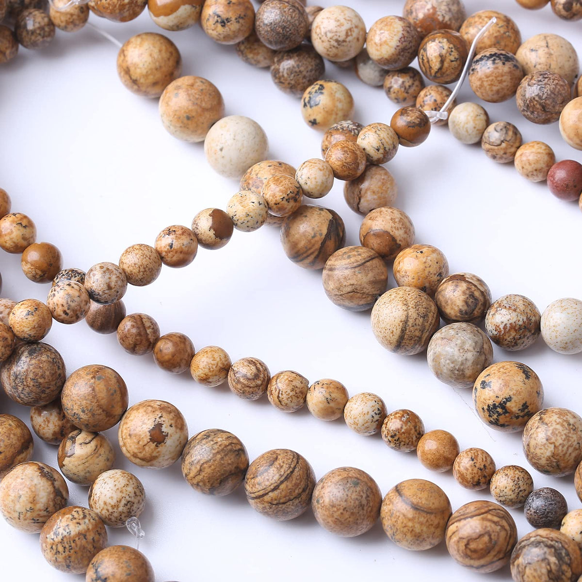 48PCS 8MM Pictures Jaspers Stone Beads Energy Healing Beads for DIY Jewelry Bracelet Necklace Making for Jewelry Making 15" (Pictures Jaspers, 8MM)