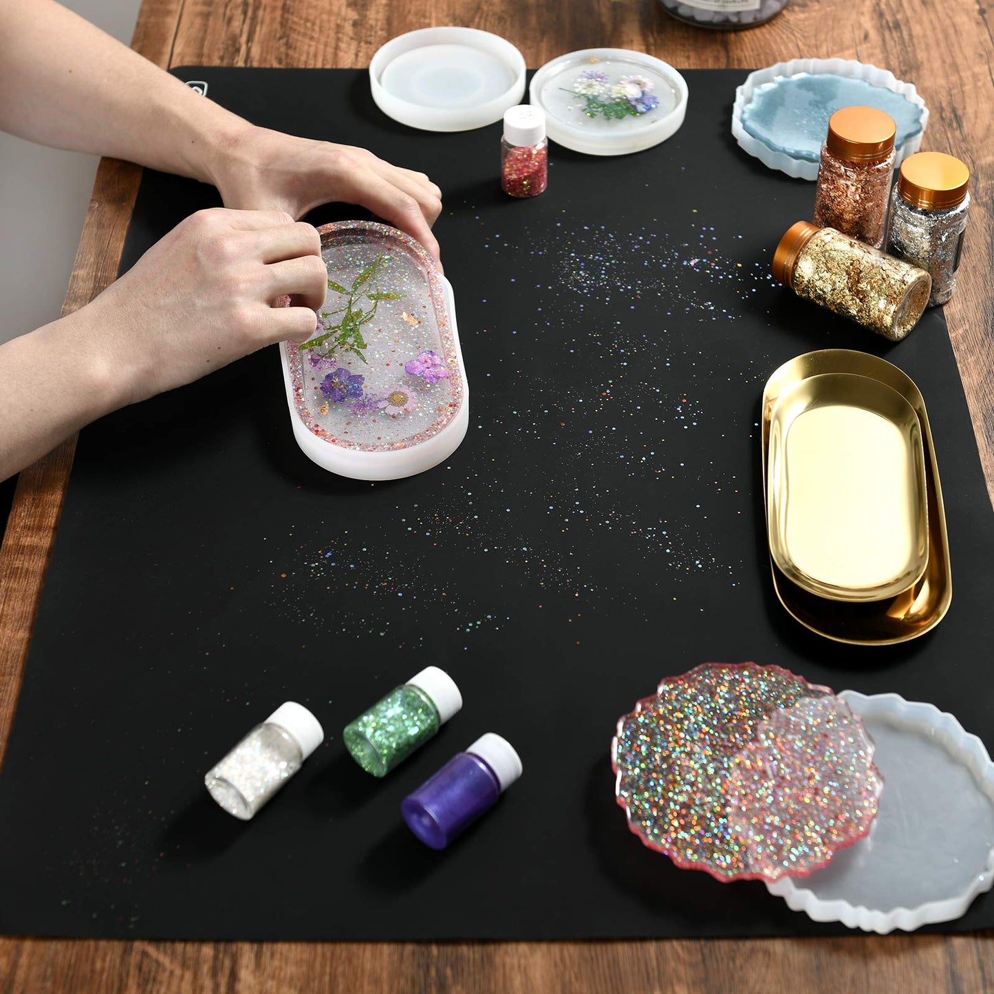 SAPID Extra Large Silicone Sheet for Crafts 23.6" x 31.4", Thick Silicone Jewelry Casting Mats, Nonstick Nonslip Silicon Mat for Epoxy Resin, Art Painting, Heat Resistant Counter Mat (Black)