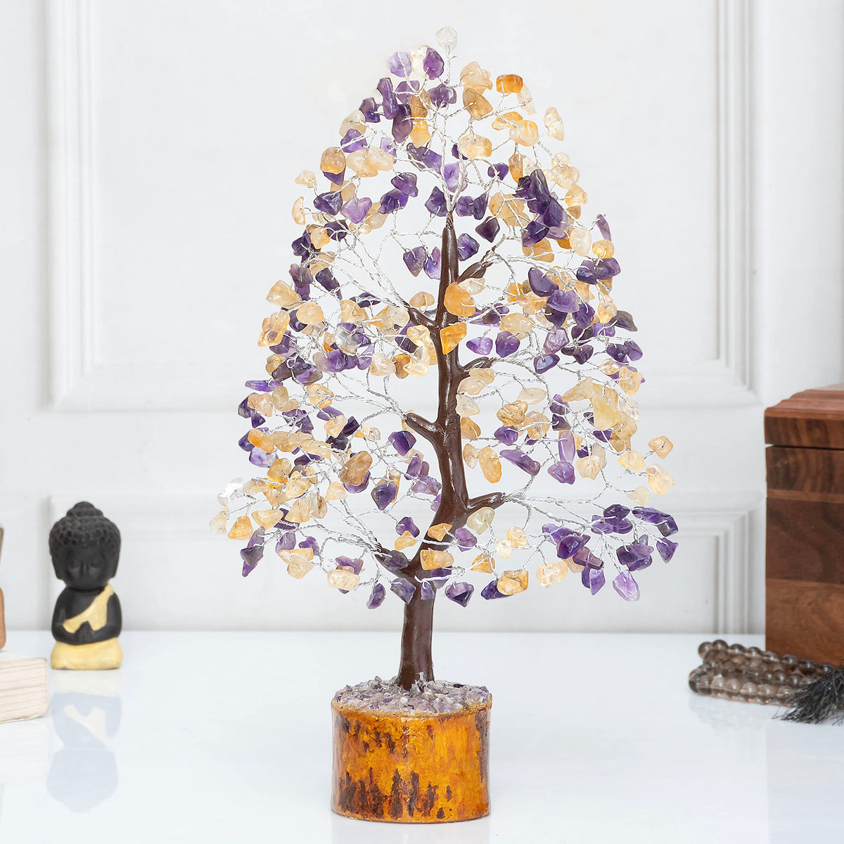 Crocon® Amethyst & Citrine Tree Crystal Tree of Life Birthday Gifts for Women Gemstone Tree Healing Stones Home, Shelf & Room Decor, Money Tree Positive Feng Shui Tree Bonsai Good Luck Spiritual Gift