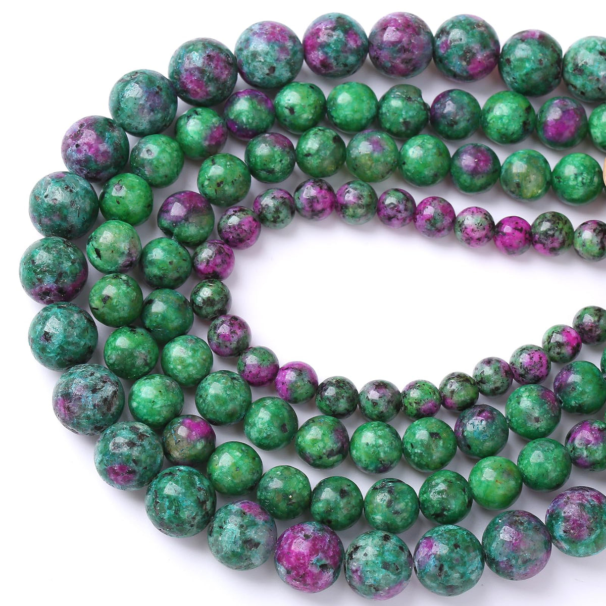32pcs 12mm Natural Epidote Zoisite Stone Beads for Jewelry Making DIY Bracelet Necklace Accessories 15" Energy Healing Power Stone Beads