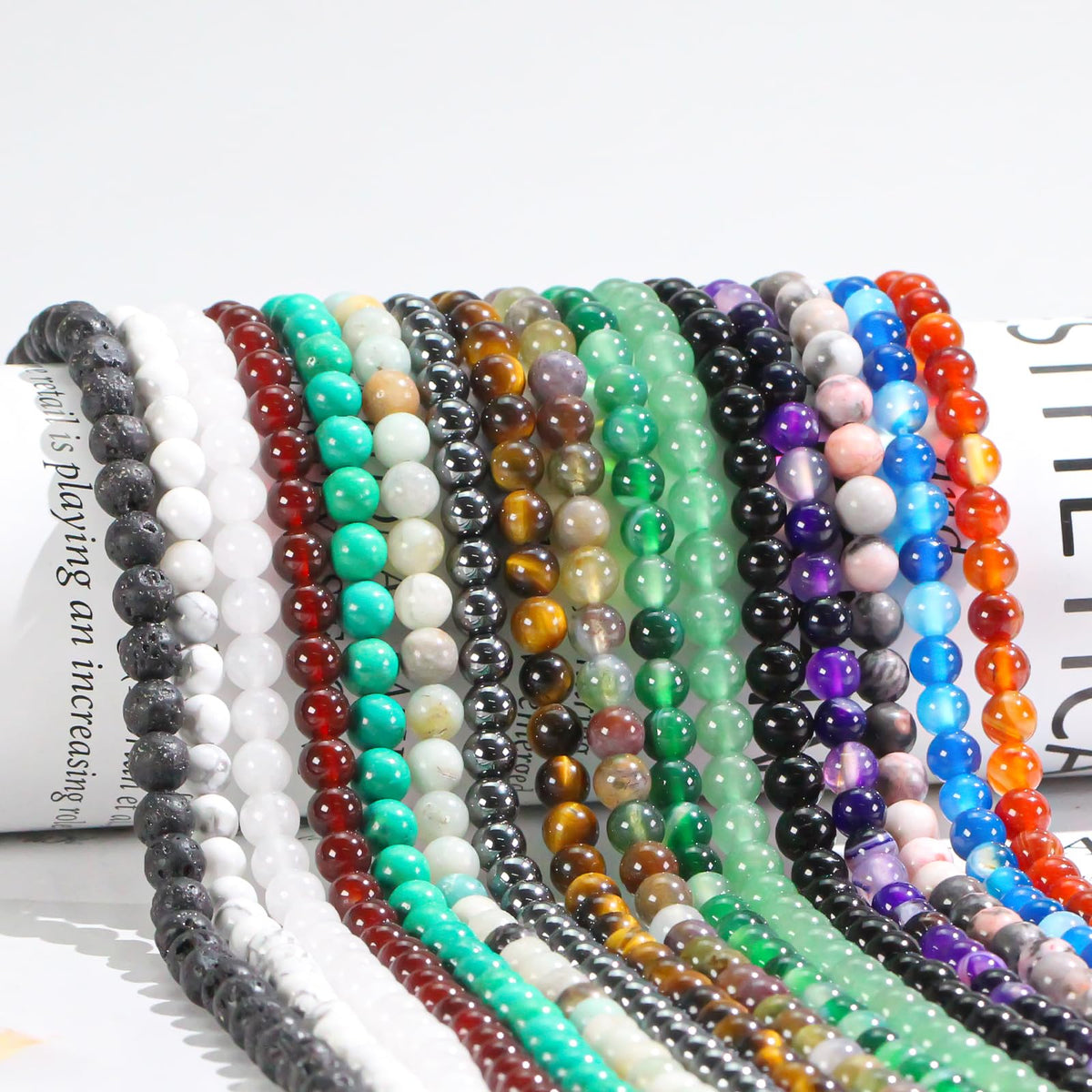 4mm Natural Gemstone Round Black Obsidian Beads for Jewelry Making Small Crystal Beads for Bracelets (15"/Strand)