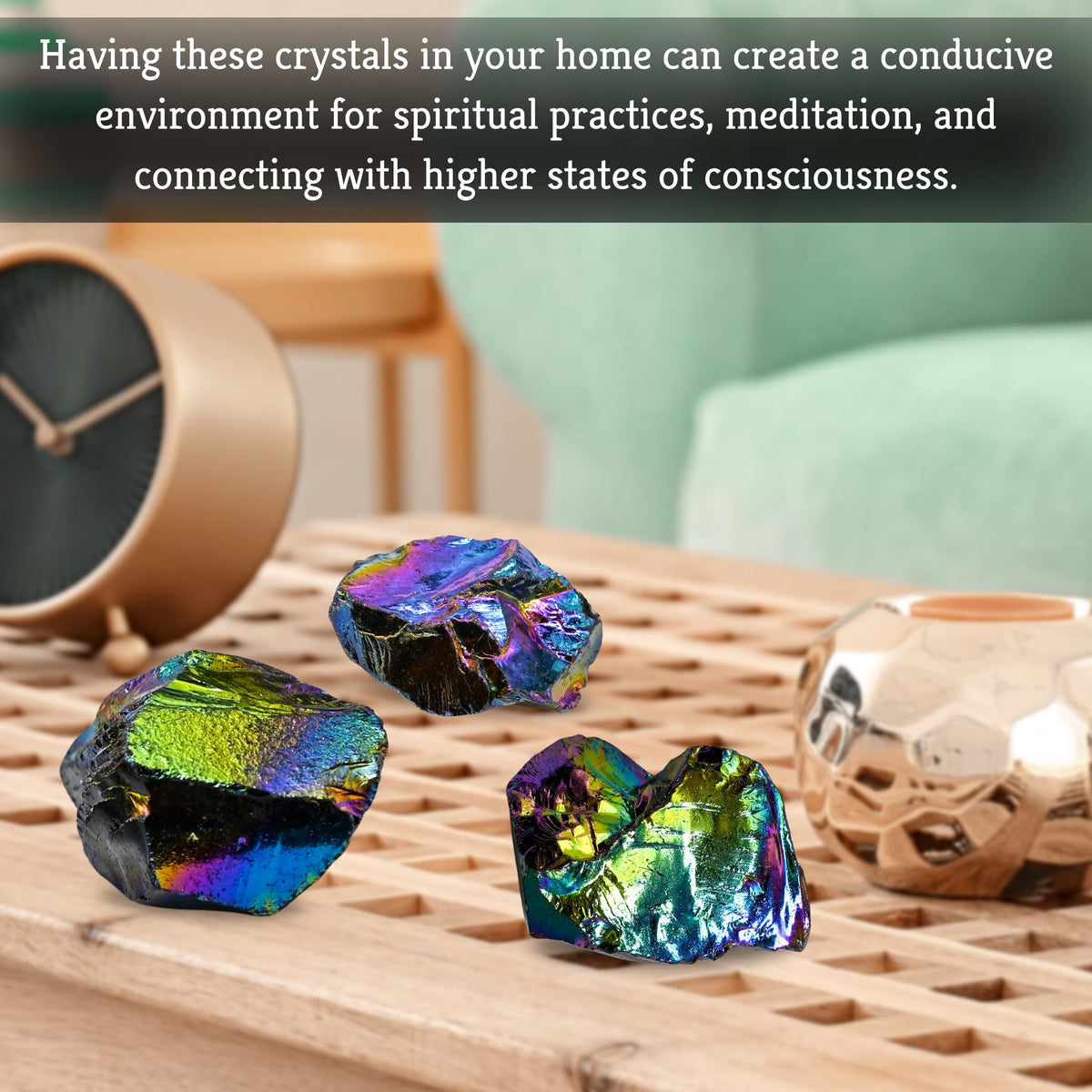 Amazing Gemstone Titanium Aura Quartz Raw Crystals and Healing Stones, Natural Rocks for Meditation and DIY Raw Stones and Crystals (1 lb)