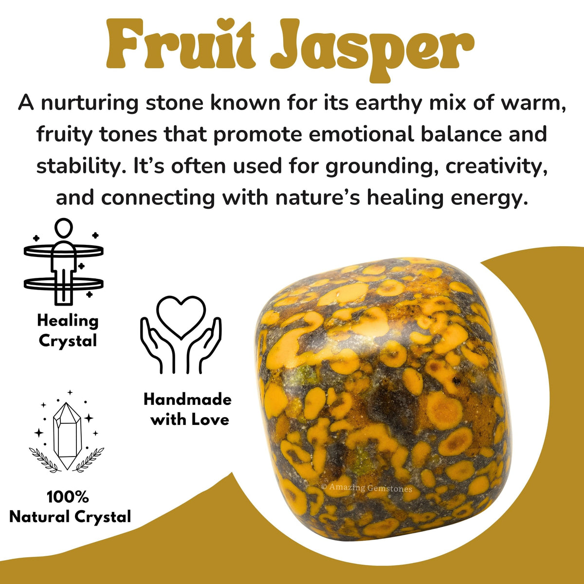 Amazing Gemstone Fruit Jasper Crystals and Healing Stones Tumbled - 1 oz Fruit Jasper Stone, Healing Stones for Energy Balance, Premium Polished Gems Rocks for Meditation and Wellness