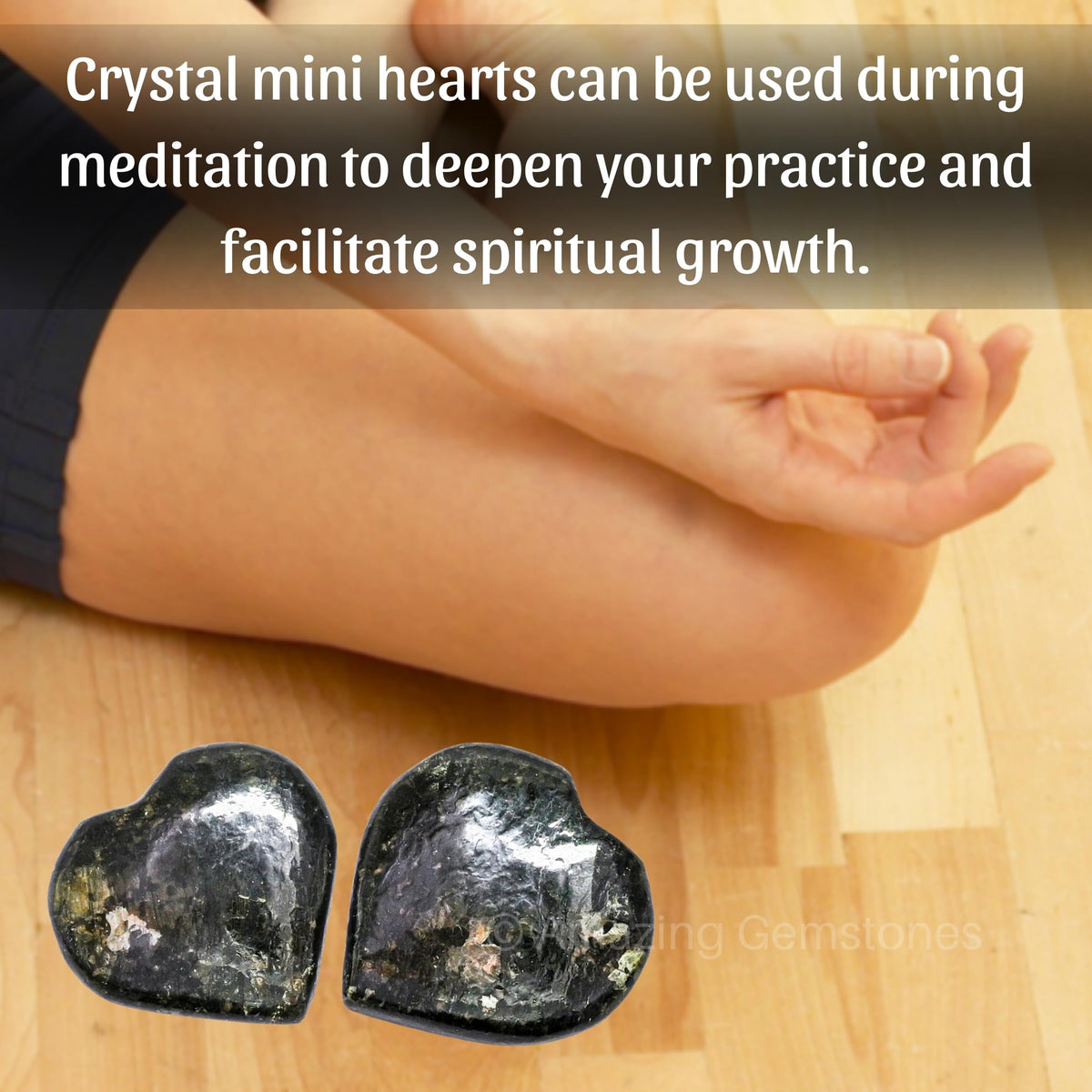 Amazing Gemstone Nuummite Stone Heart - Pack of 2 Crystal Heart Stones Rocks - Corazones De Piedra Crystals and Healing Stones Heart Shaped Crystal - Stocking Stuffers Gifts
