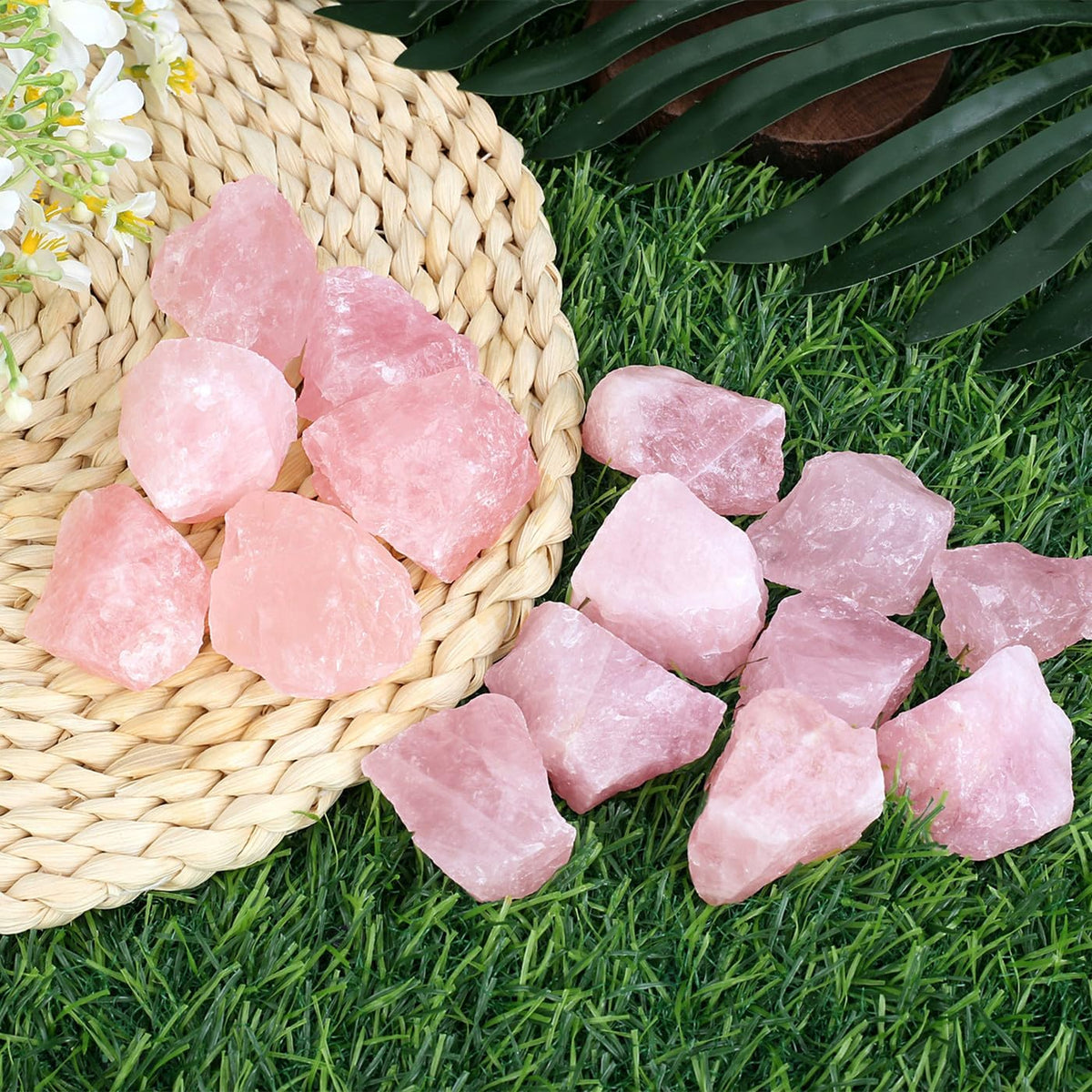 ZHIYUXI Rose Quartz Crystals 2" Rocks Crystals Bulk Healing Crystals and Stones 4Pcs Large Gemstones Rocks for Tumbling Witchcraft Wire Wrapping Fountain Raw Stones Cabbing Room Decor Reiki