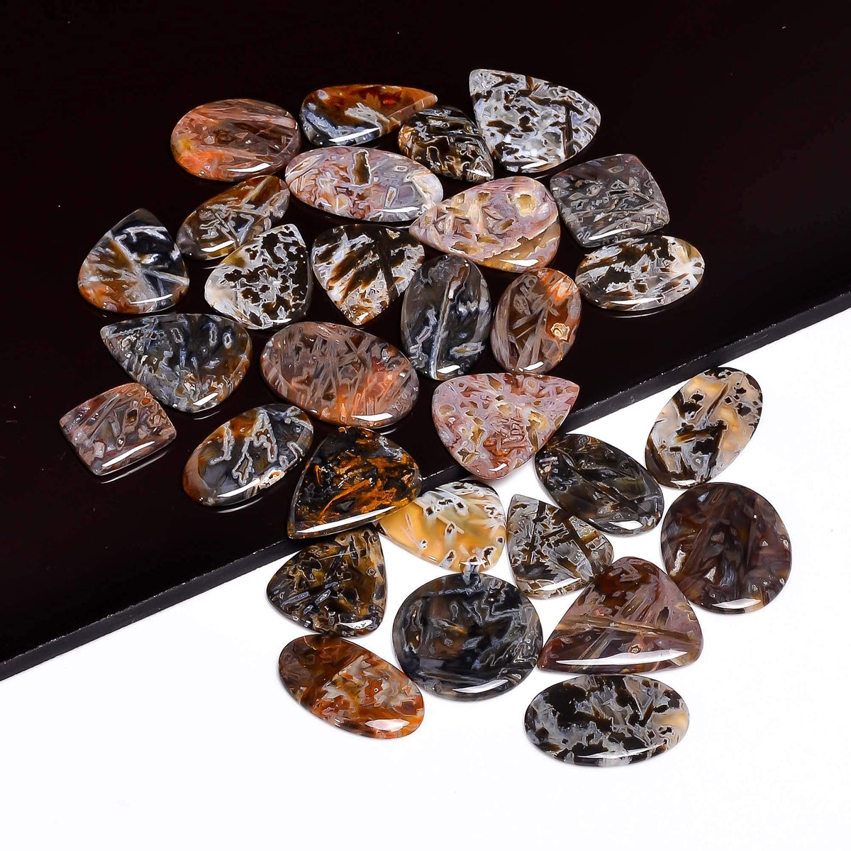 2-3pcs Natural Stick Agate OR Turkish Agate Gemstone Cabochons Wholesale Lot, Jewelry Making Loose Gemstone, Polished Minerals, DIY, Wire Wrapping, Healing Crystals, Bulk Gemstone Deal