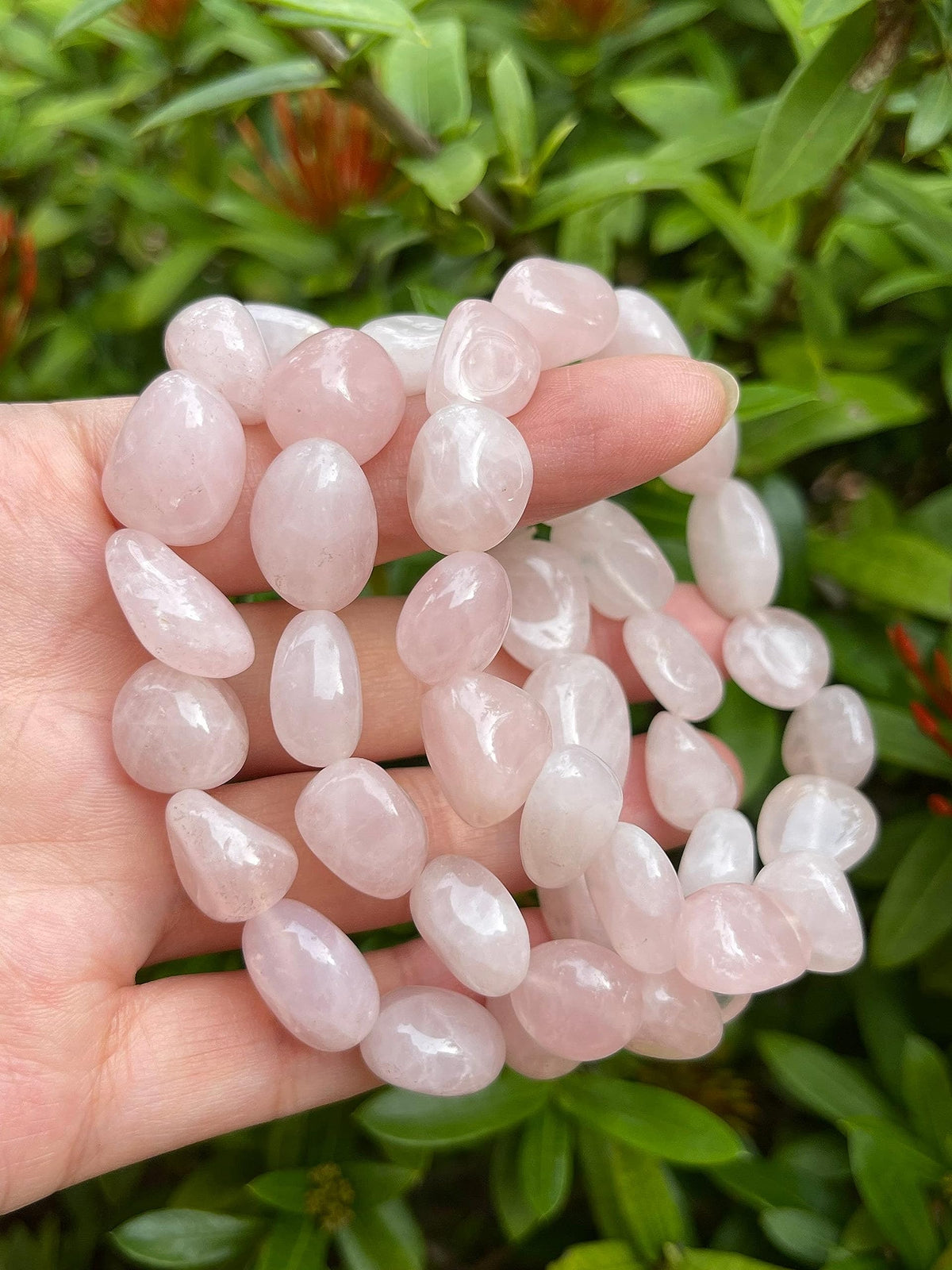 GAF TREASURES Rose Quartz Crystal Nugget Bracelet, Genuine Rose Quartz Bracelet, Healing Crystal Bracelet Gift for Men & Women (1)