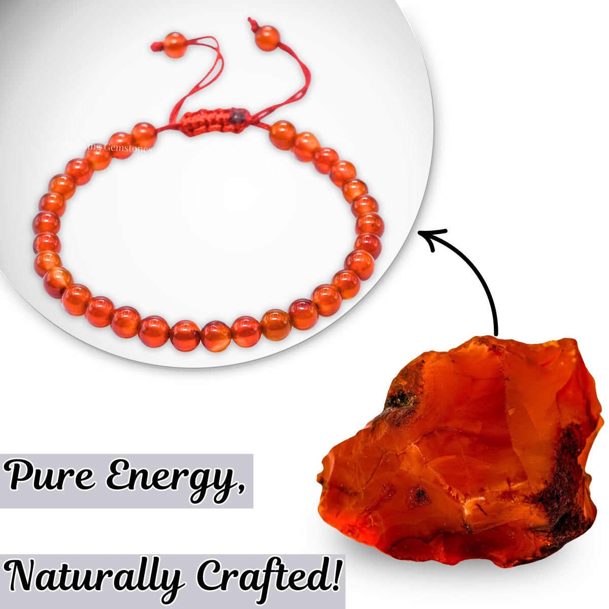 Amazing Gemstone Carnelian Bracelet for Women Men's Gifts - Protection Healing Crystal Bracelet - 6mm Gemstone Beaded Adjustable Bracelet Pulseras Para Hombres Mujer Stocking Stuffers