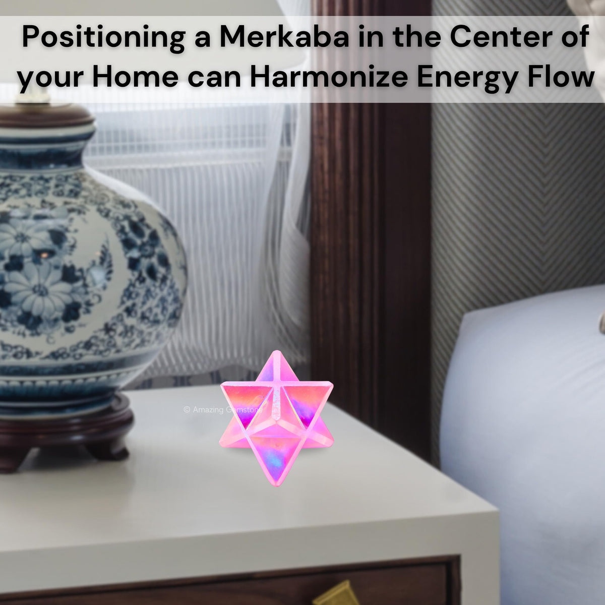 Amazing Gemstone Angel Aura Rose Quartz Merkaba Crystal - 1 Inches Metaphysical Merkaba Star for Meditation - Energetic Tetrahedron Crystal & Healing Stones for Spiritual Growth and Healing (20-25mm)