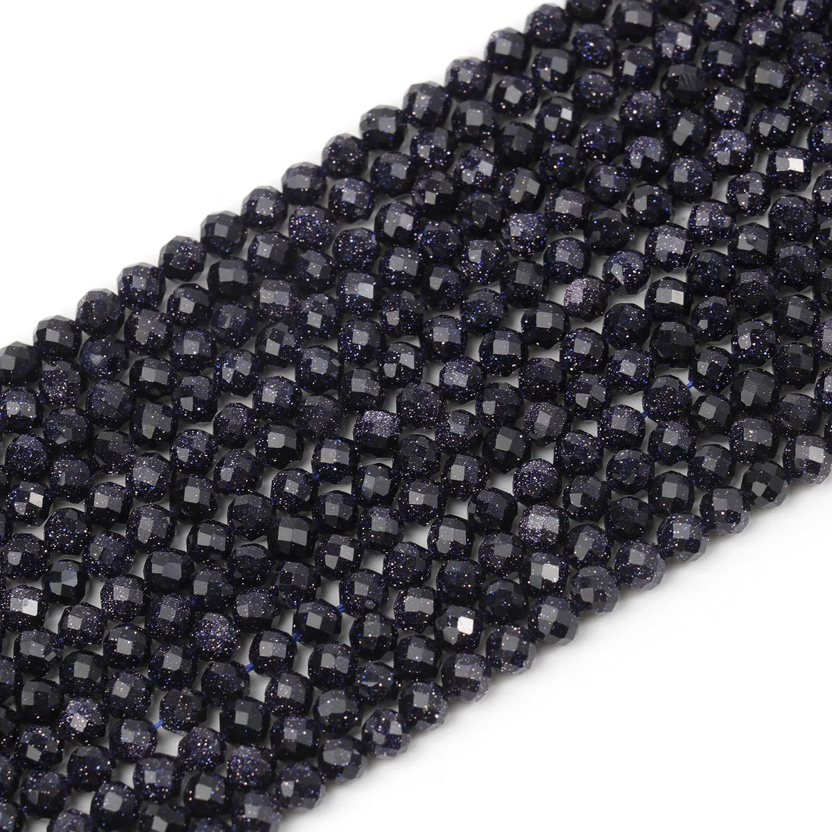 Song Xi 120pcs 3mm Natural Blue Sandstone Gemstone Beads Faceted Round Loose Stone Beads for Jewelry Making (1 Strand)