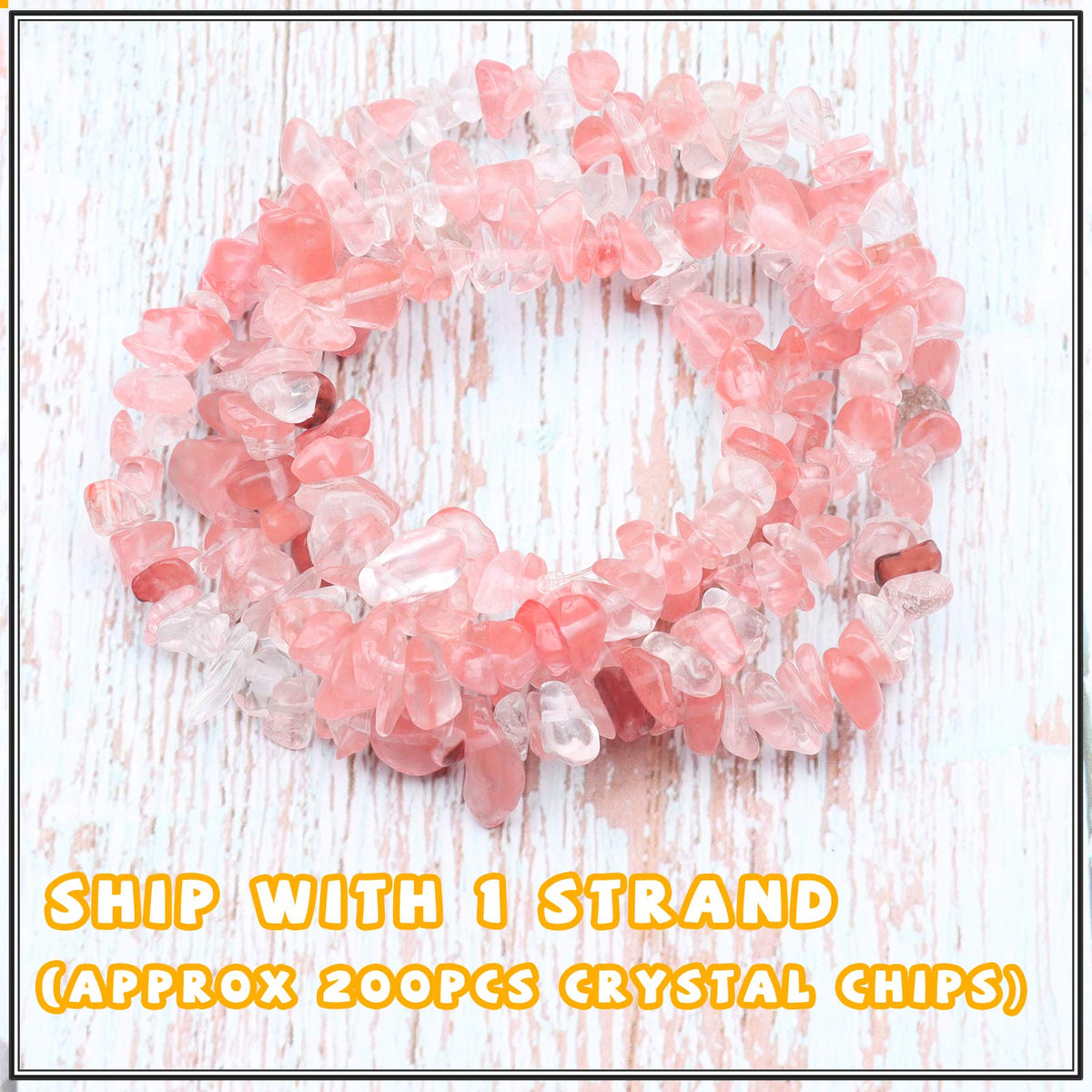 500 pcs Natural Chip Stone Beads, Glass Cherry Crystal 5-8 mm Irregular Gemstones Healing Crystal Loose Rocks Bead Hole Drilled for Jewelry Making Bracelet