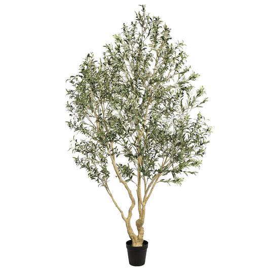 Realead Artificial Olive Tree 9ft - Large Faux Olive Tree with Realistic Leaves and Olives - Full and Grand Design Fake Olive Tree with Sturdy Base for Indoor Home Office Decor