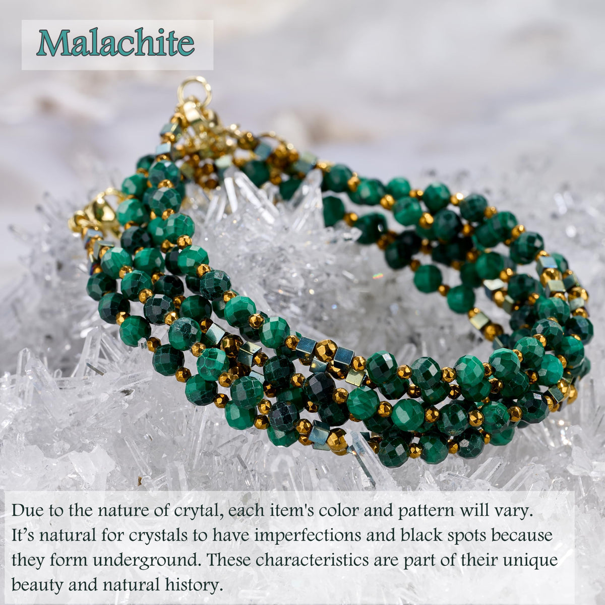 Farfume Malachite - Transformation - Crystal Beaded Bracelets, Chakra 4mm Natural Stone Beads Bracelets, Gemstone Spiritual Jewelry Gifts for Mother's Day