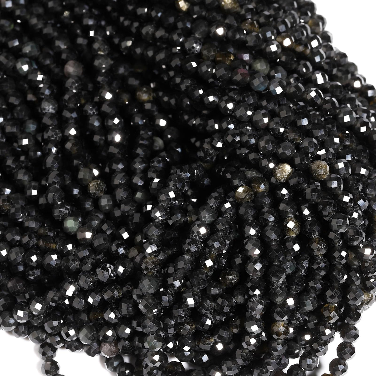 Song Xi 120pcs 3mm Natural Black Striped Agate Gemstone Beads Faceted Round Loose Stone Beads for Jewelry Making (1 Strand)