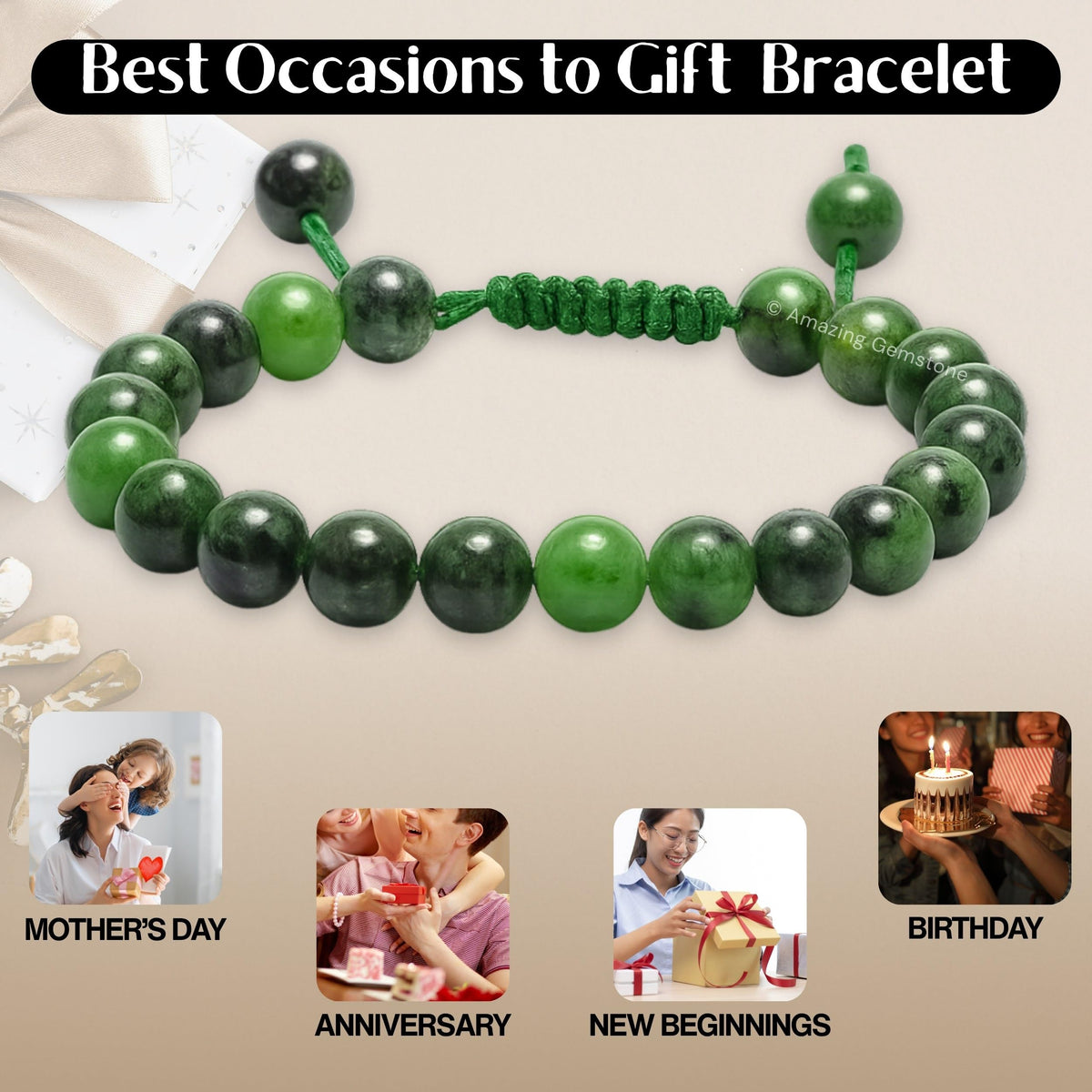 Amazing Gemstone Ruby Zoisite Bracelet, Gifts For Men & Women - Protection Healing Crystal Bracelet - 8mm Gemstone Beaded Adjustable Bracelet, Pulseras Para Hombres Mujer Stocking Stuffers