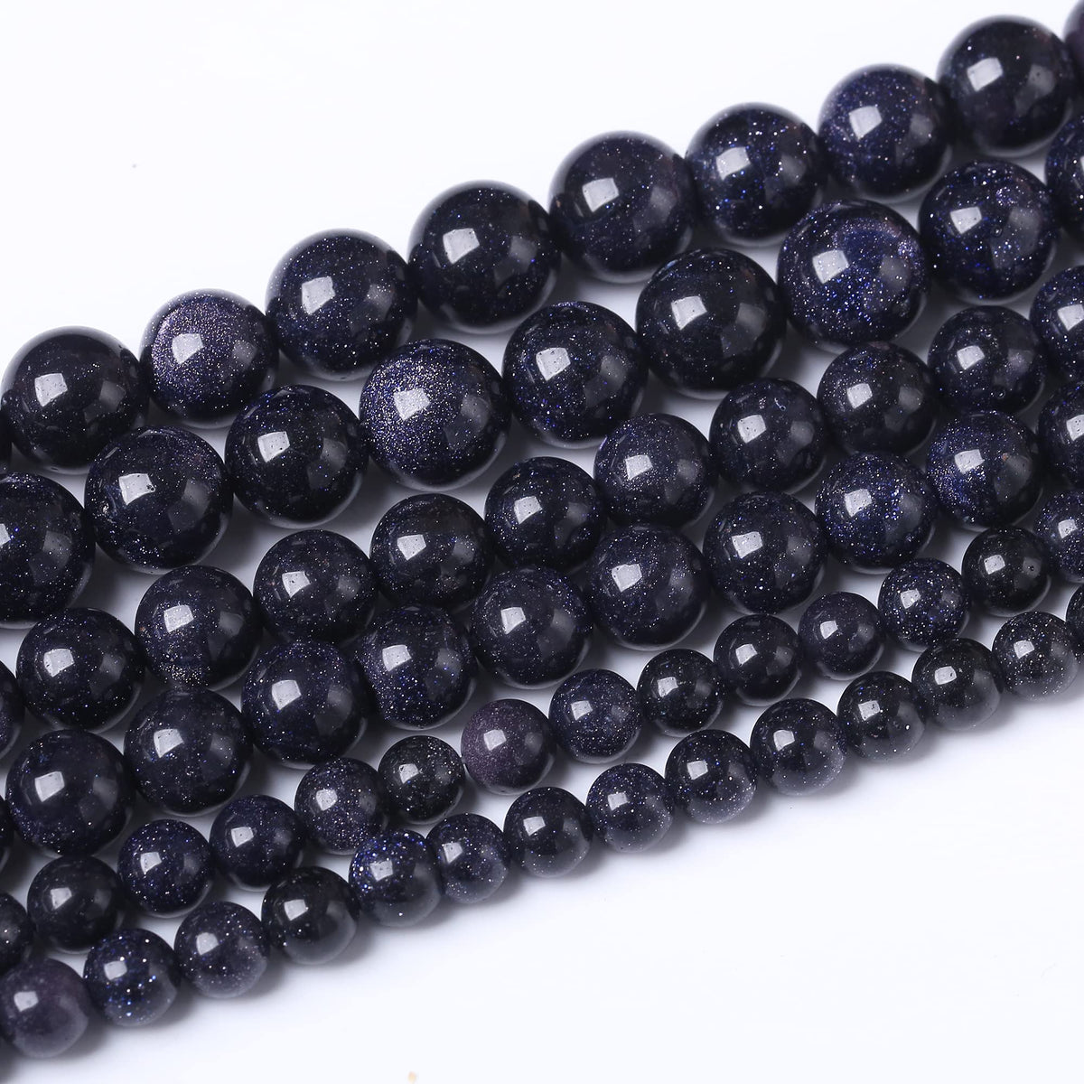 10MM Blue Sand Round Loose Beads Natural Gem Beads Crystal Energy Stone Beads for Jewelry Making DIY Bracelet Necklace