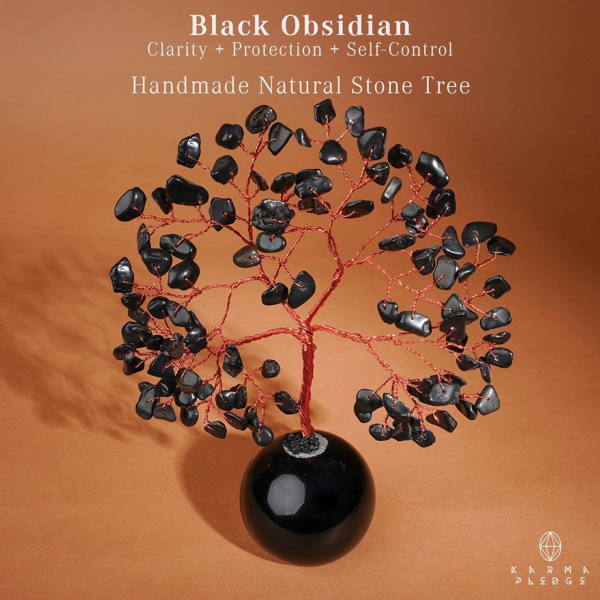 Black Obsidian Crystal Tree of Life Birthday Gifts for Women, Handmade Home Decor, Office, Room Decoration, Reiki Healing Crystal Chakra Tree for Money, Positivity, Good Luck Gifts for Her, Mom & Dad