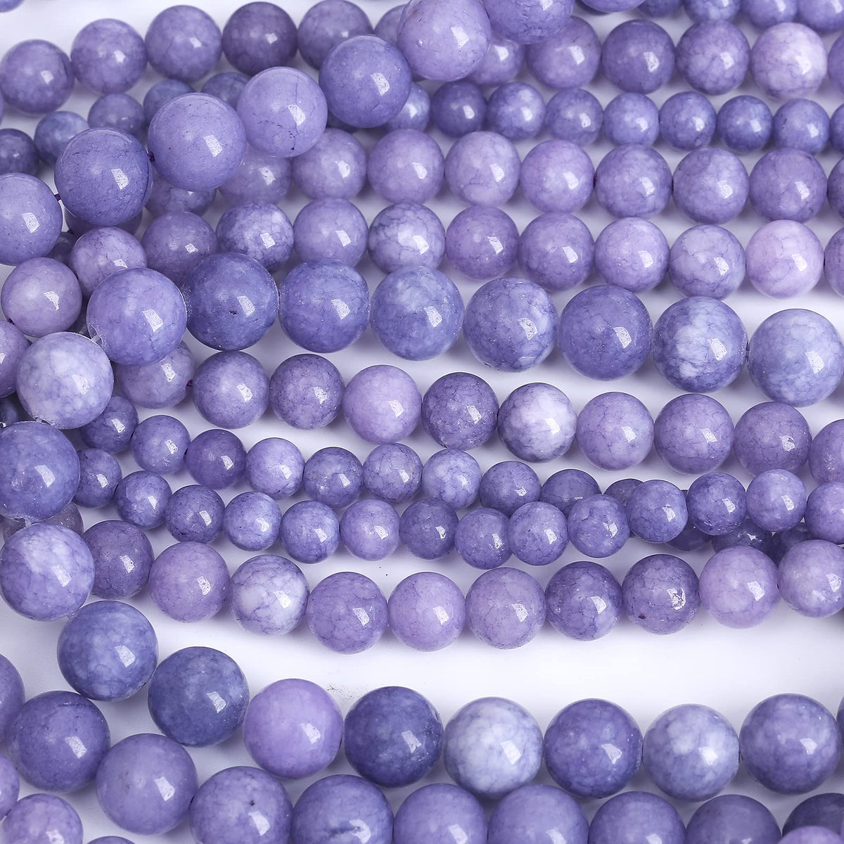 Lavender Purple Chalcedony Natural Stone Beads Gems Round Loose Beads Jewelry Making DIY Bracelet Necklace Accessory 1 Strand 32PCS 12MM 15"