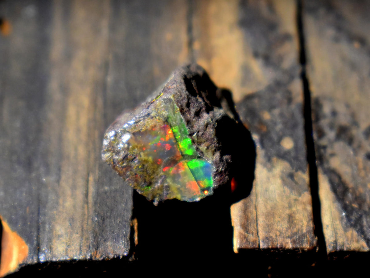 Natural 6.5 Cts AAA Raw Ethiopian Black Opal Rough Gemstones Multi Fire Welo Opal Stones for Tumbling & Jewelry Making Supplies Healing Crystals Gems Rocks Loose Gemstones
