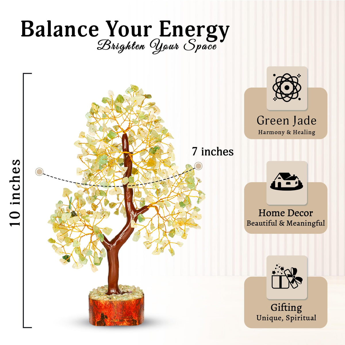 YATSKIA Green Jade Tree - Crystal Tree for Positive Energy - Crystals and Stones - Crystal Decor - Positive Energy Gifts for Women - Jade Stone - Meditation Decor